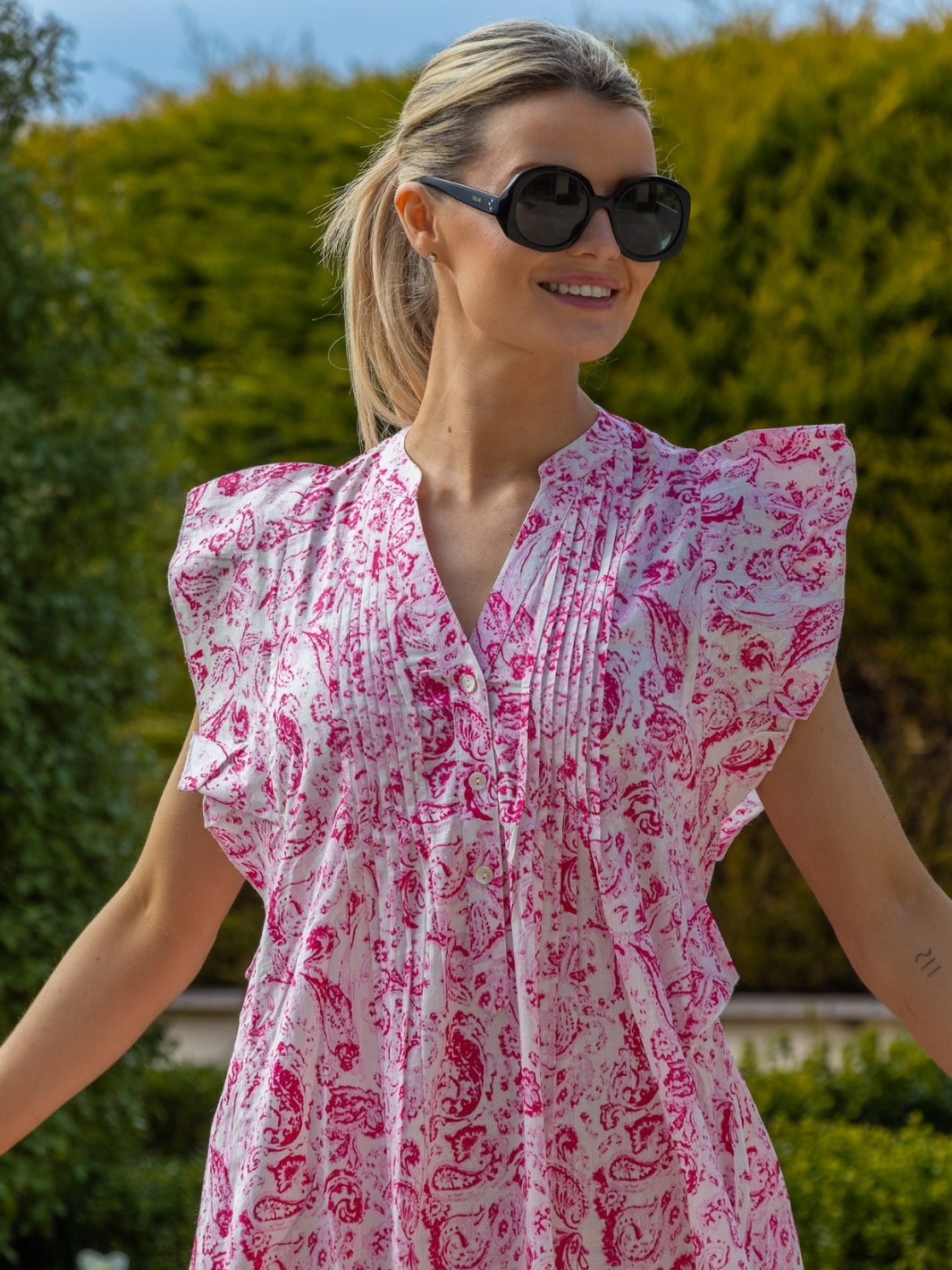 Dream Dresses Dress Marcia Cotton Dress In Pink Print