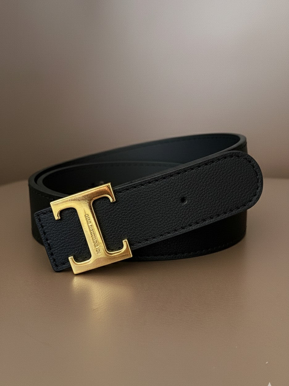 Italian Collection Belts One Size Leather Belt in Black