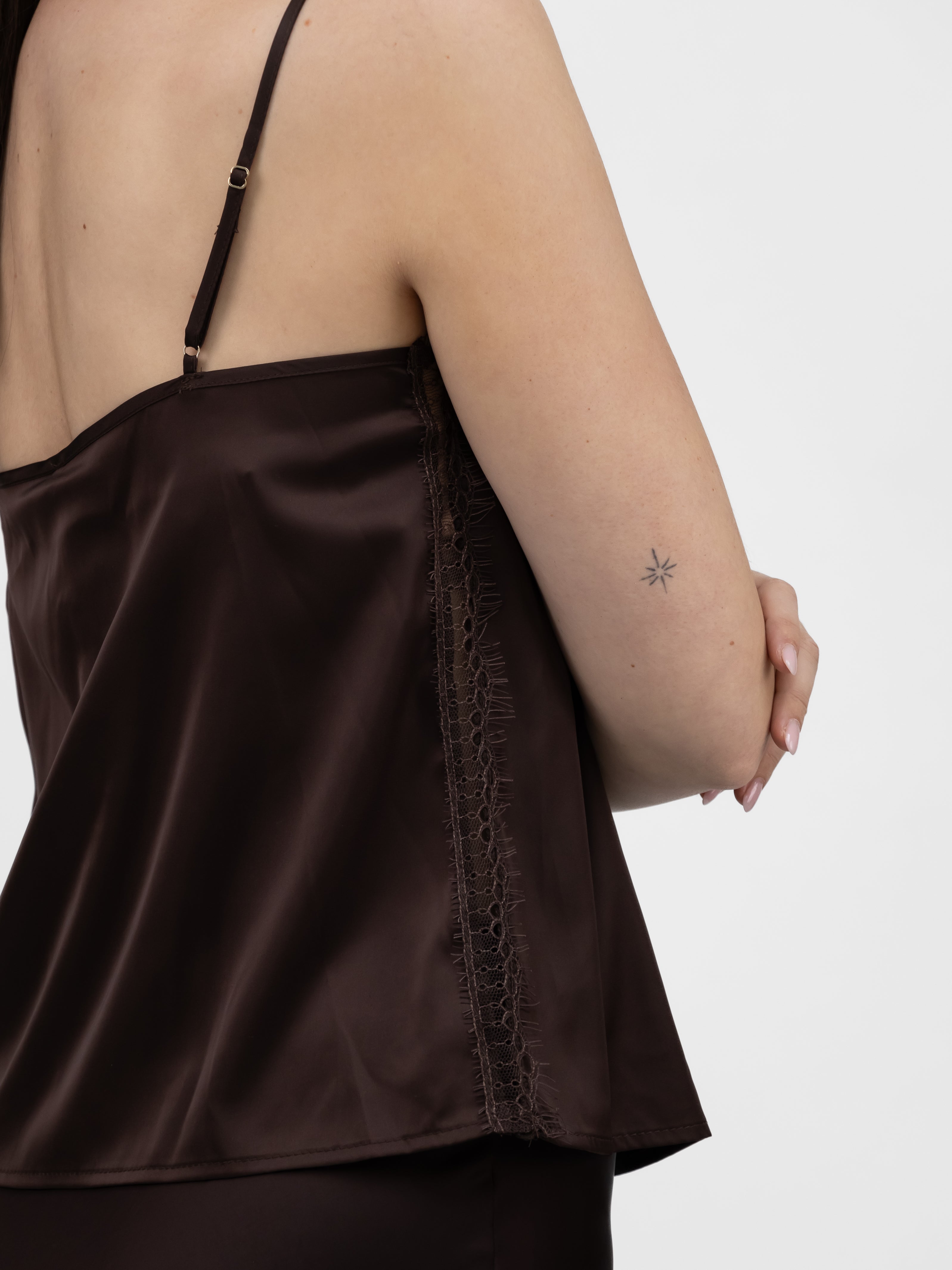 Italian Collection Camisole Chocolate Lace Trim Camisole