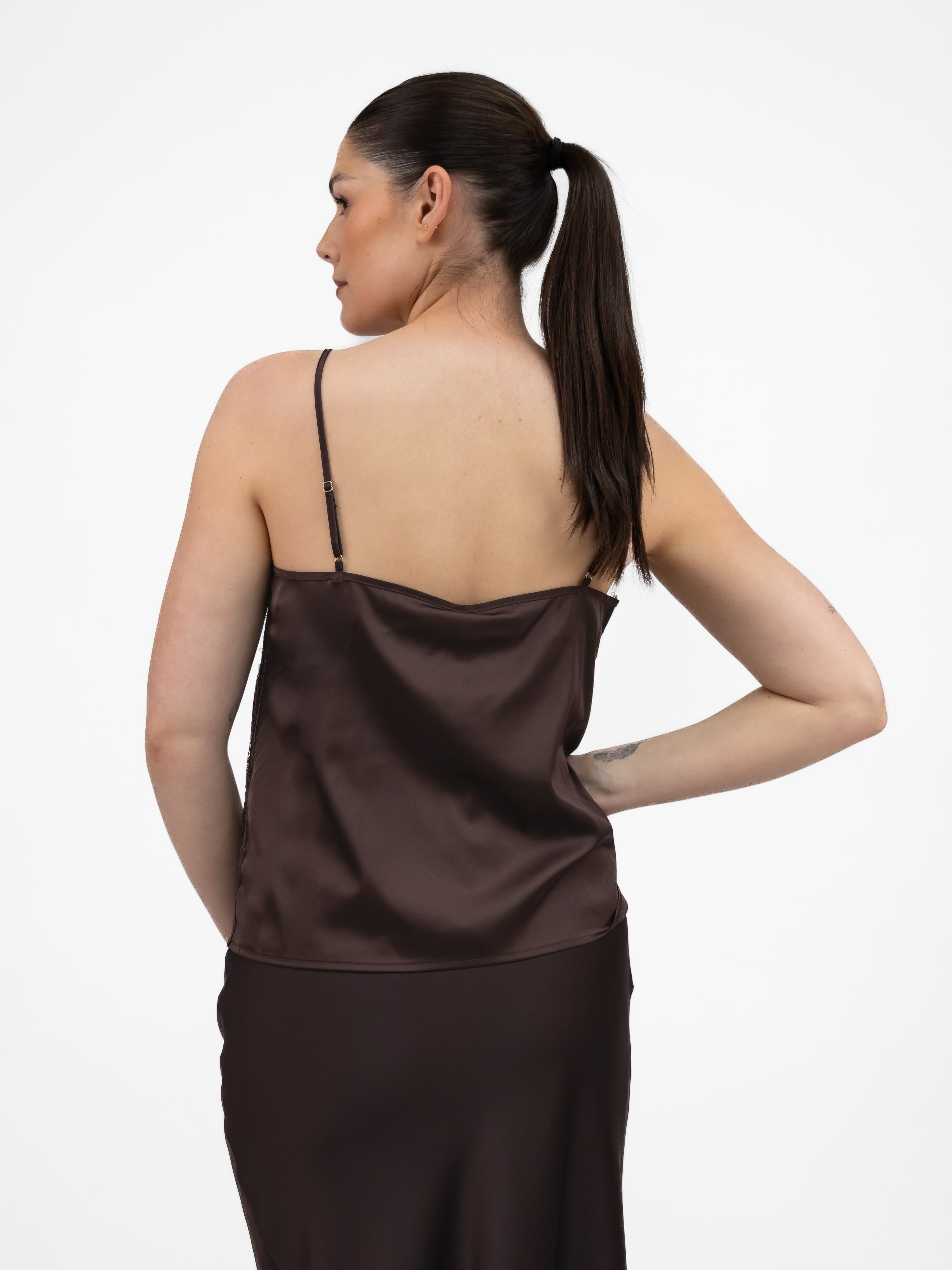 Italian Collection Camisole Chocolate Lace Trim Camisole