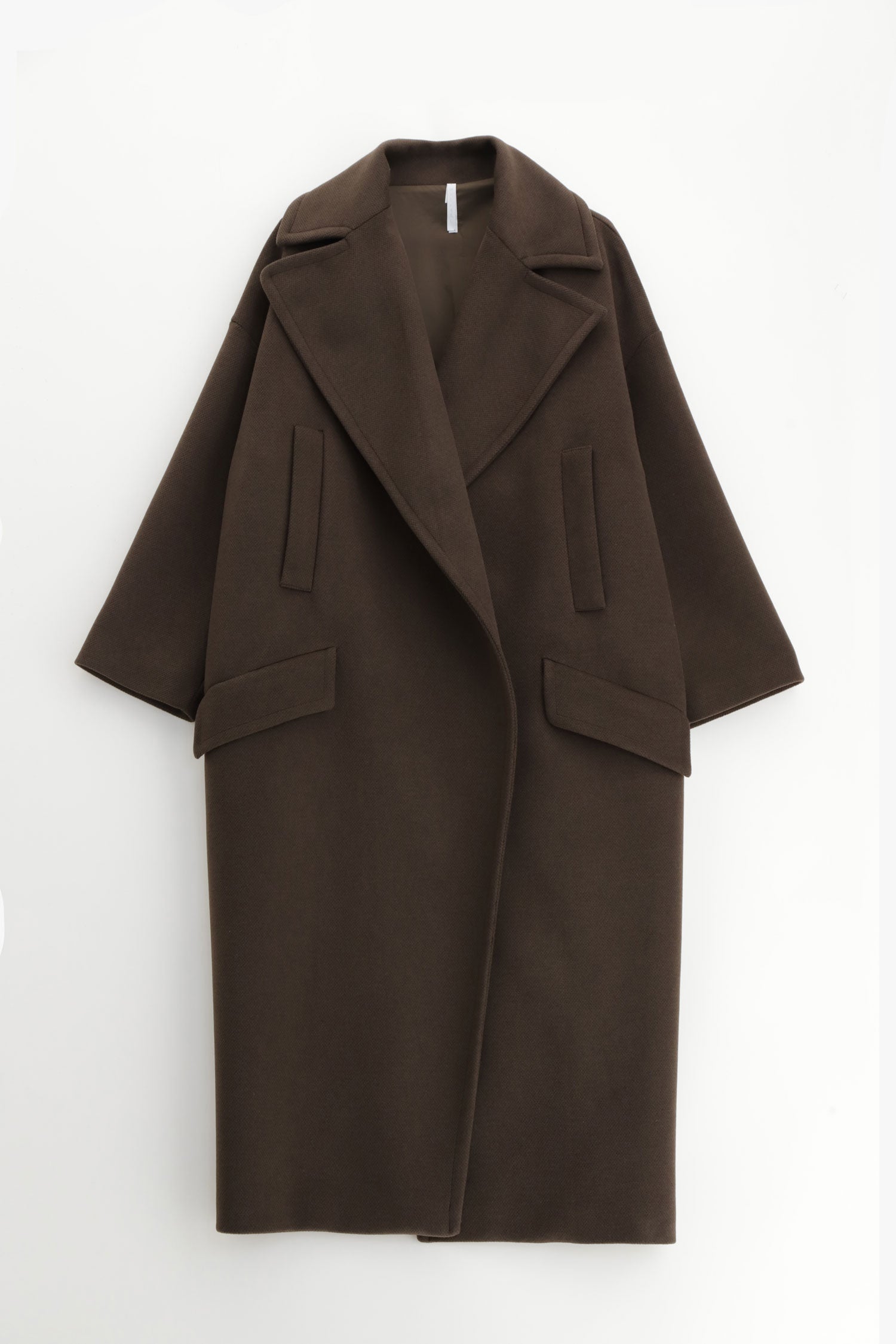 Italian Collection Coat One Size Garbo Classic Oversized Coat in Deep Chocolate Brown