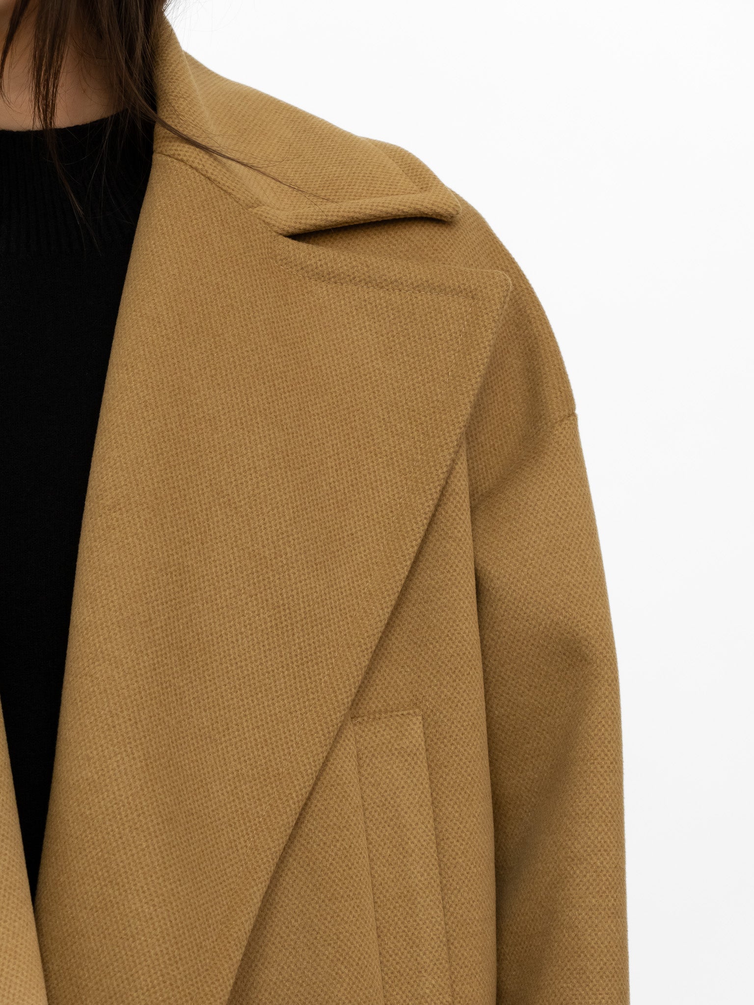 Italian Collection Coat One Size Garbo Classic Oversized Coat in Tobacco