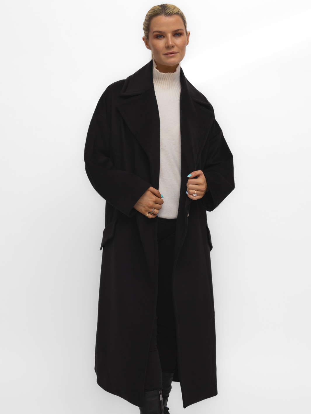 Italian Collection Coat One Size Oversized Coat In Black From The Italian Collection