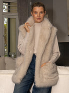 Italian Collection Faux Fur Gilet in Blond
