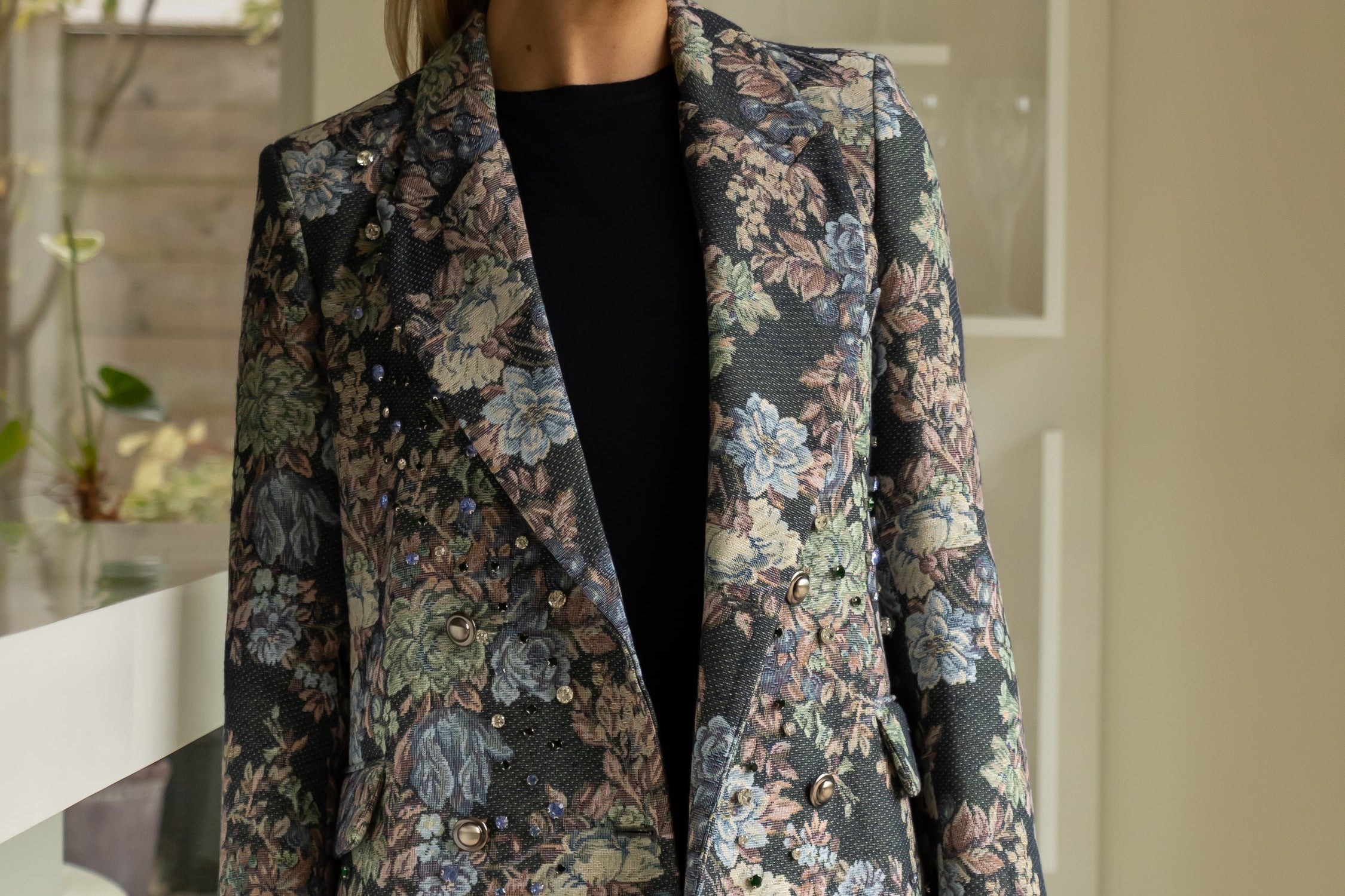 Italian Collection Jacket Baroque Studded Floral Blazer