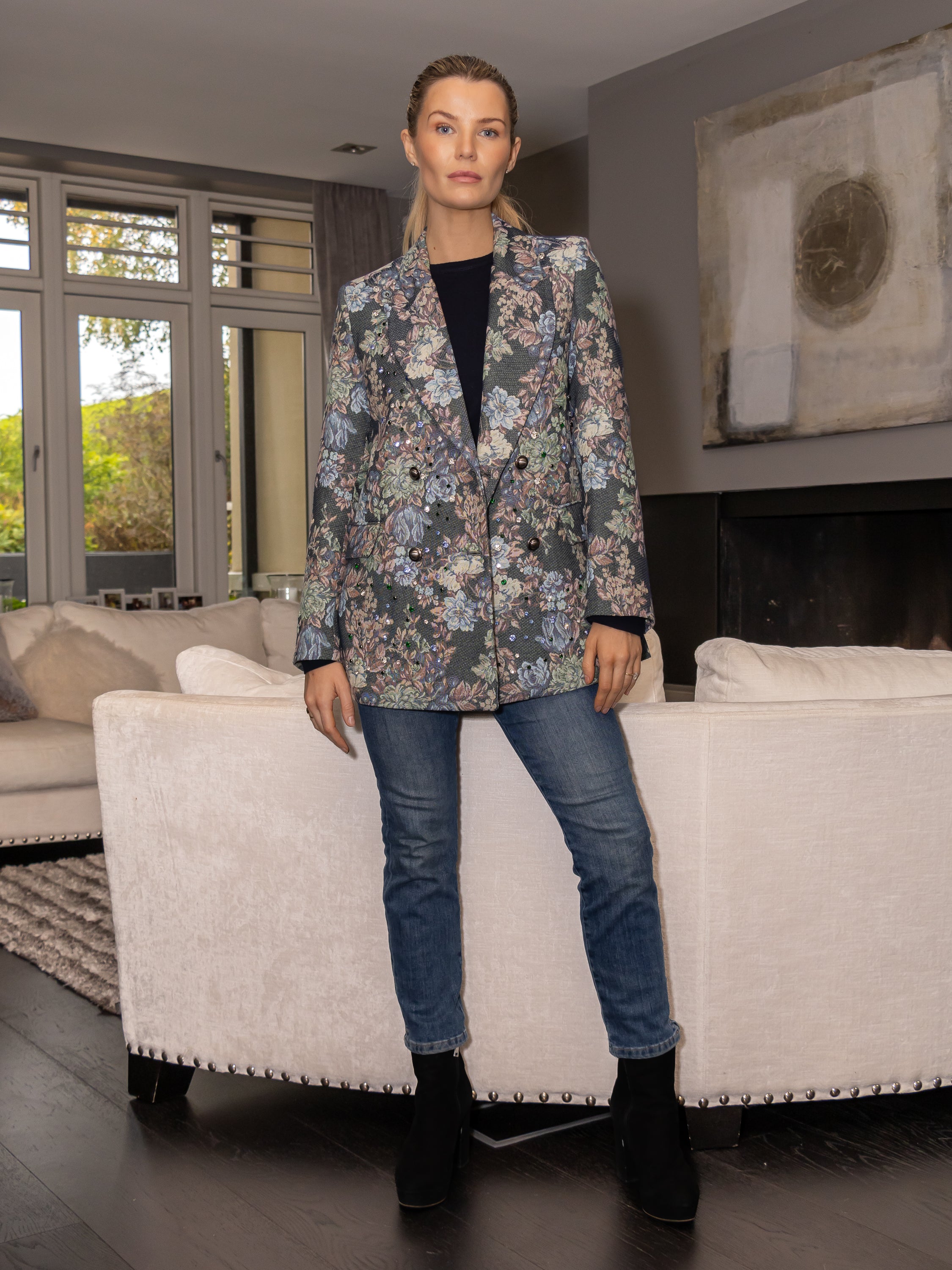 Italian Collection Jacket Baroque Studded Floral Blazer