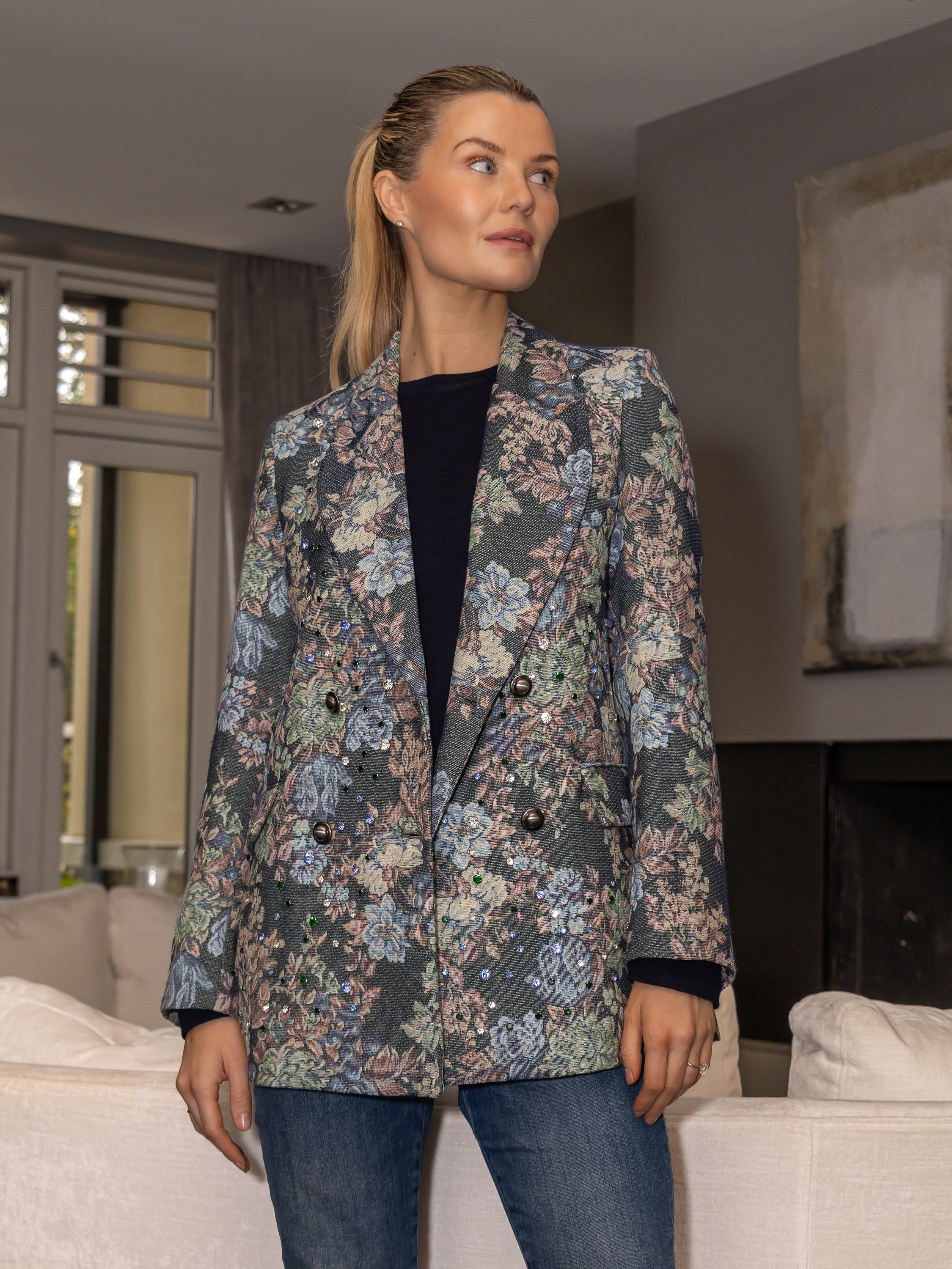 Italian Collection Jacket Baroque Studded Floral Blazer