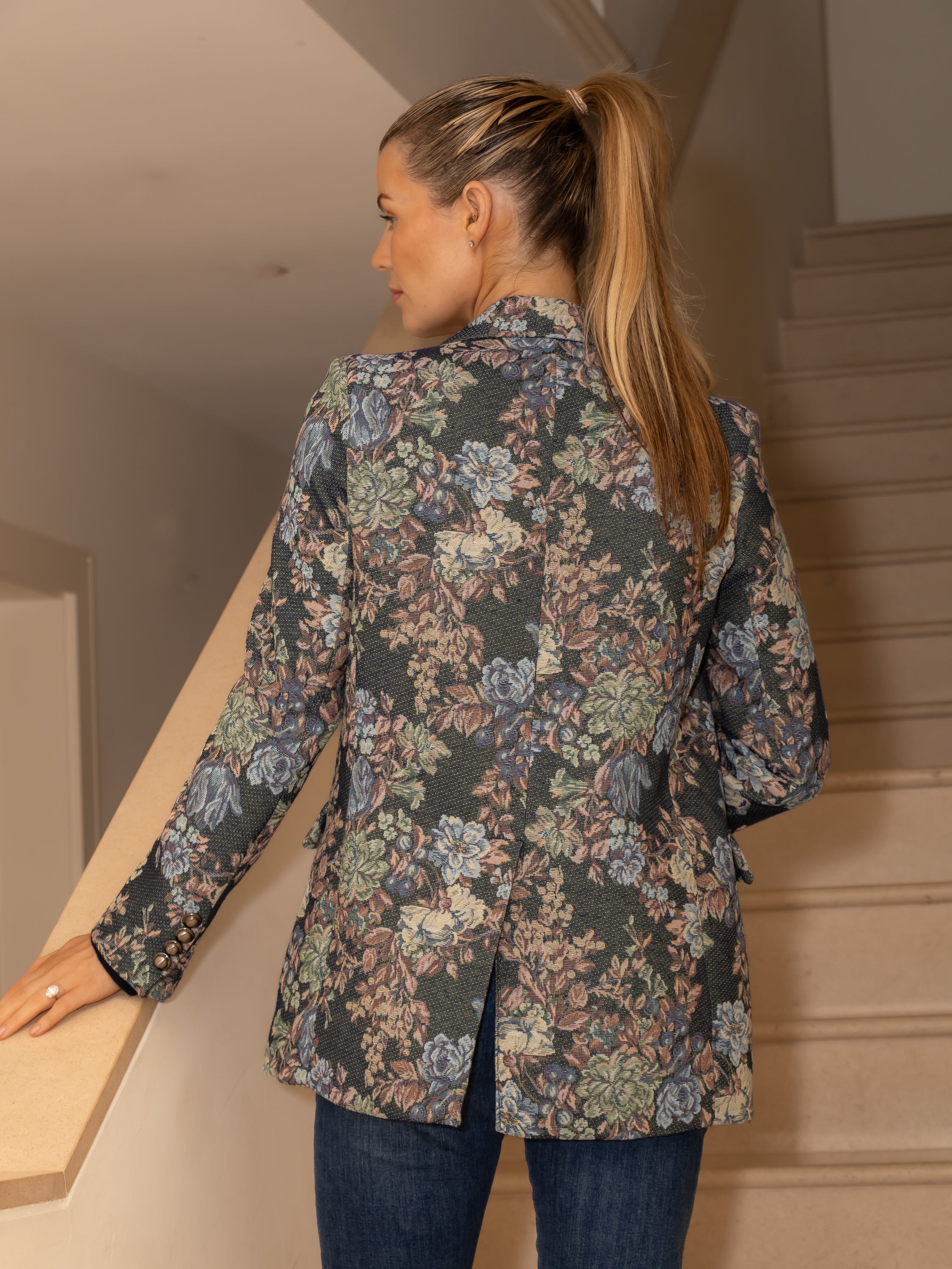 Italian Collection Jacket Baroque Studded Floral Blazer