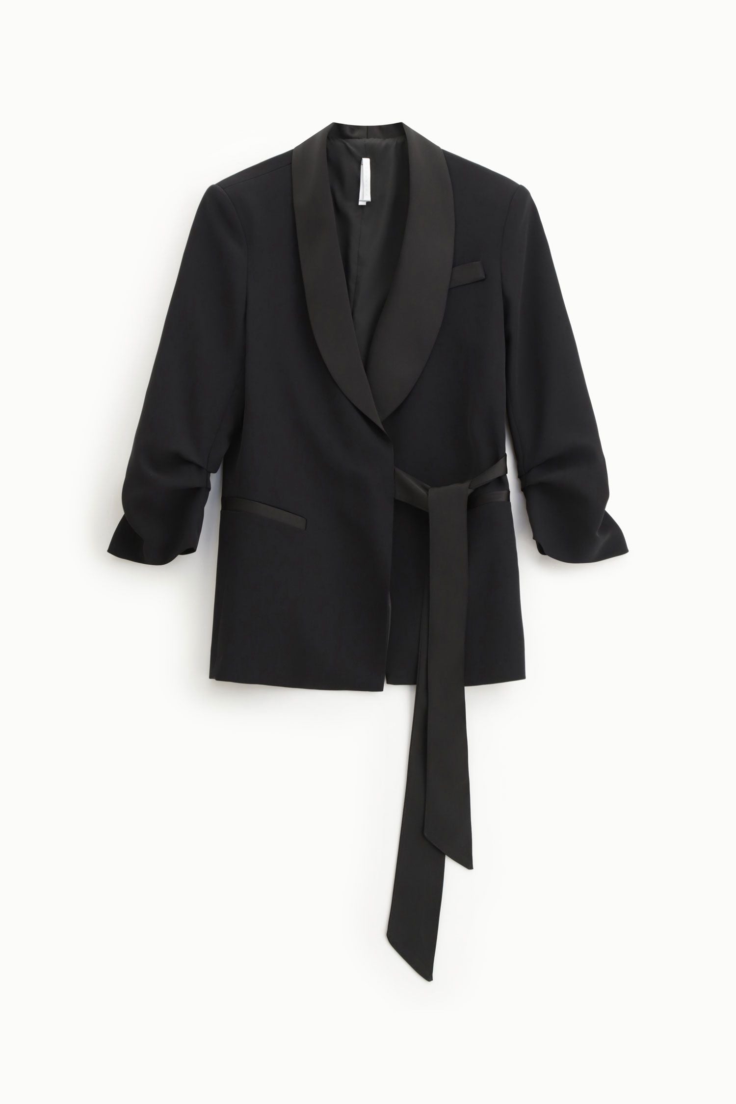 Italian Collection Jacket Blazer with ribbon tie and satin-effect lapel in Black