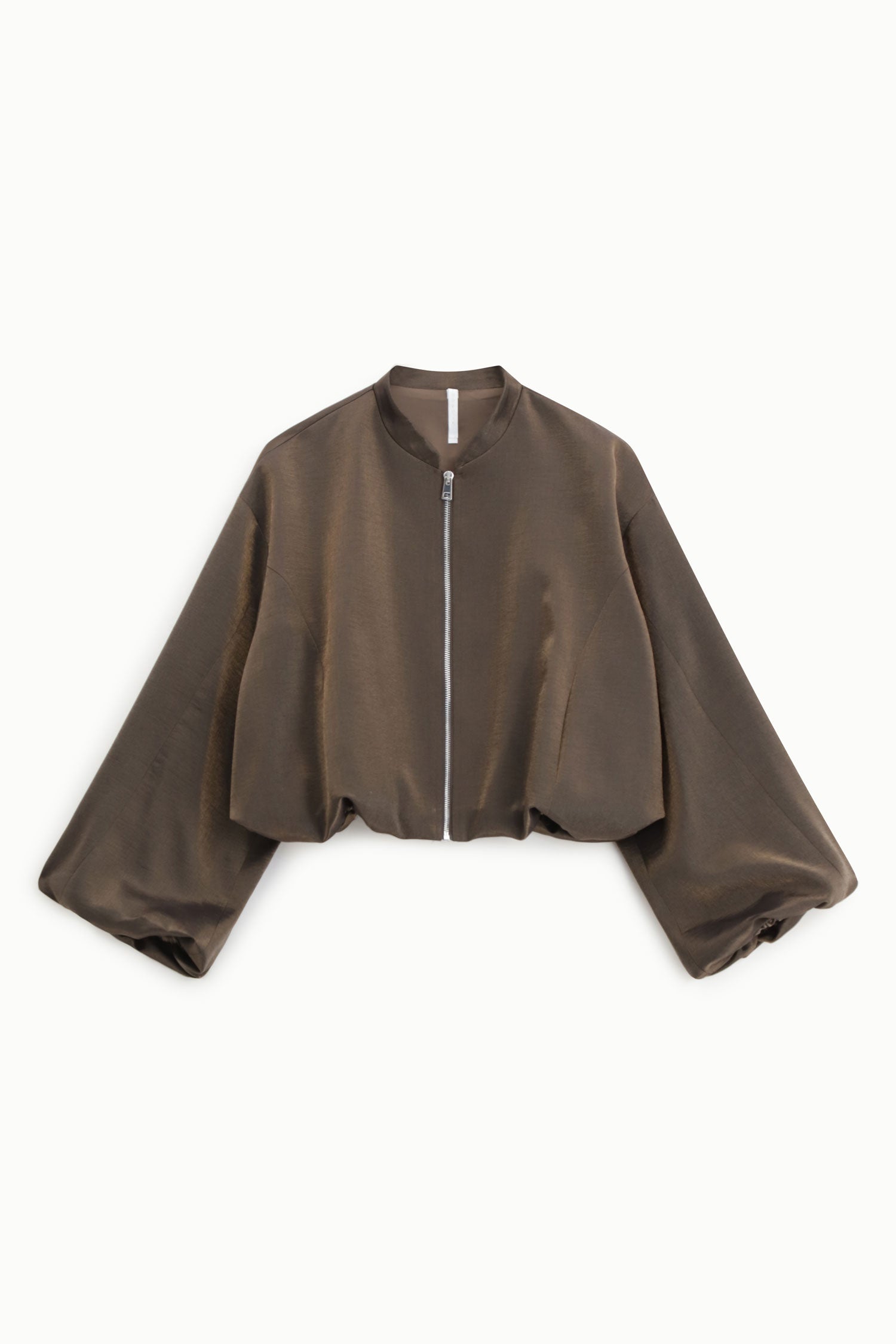 Italian Collection Jacket Cloud Crop Bomber Jacket in Chocolate Brown