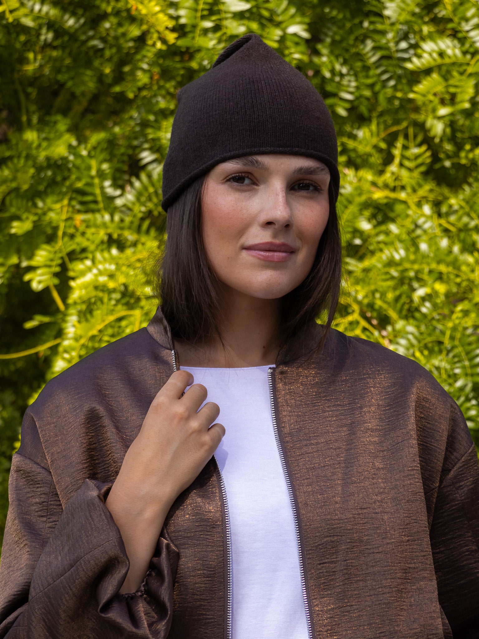 Italian Collection Jacket Cloud Crop Bomber Jacket in Chocolate Brown