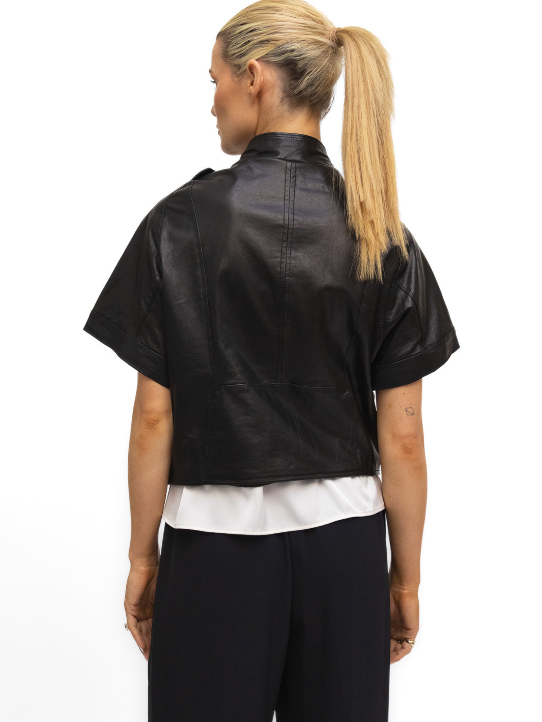 Italian Collection Jacket Cropped Leather Jacket In Black From The Italian Collection