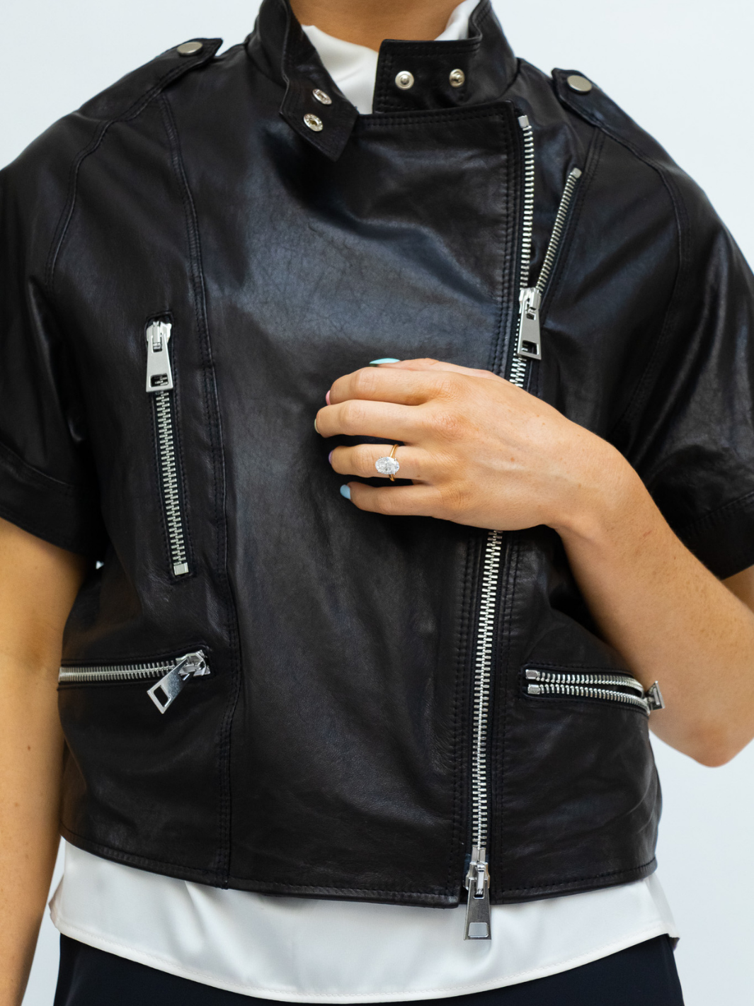 Italian Collection Jacket Cropped Leather Jacket In Black From The Italian Collection