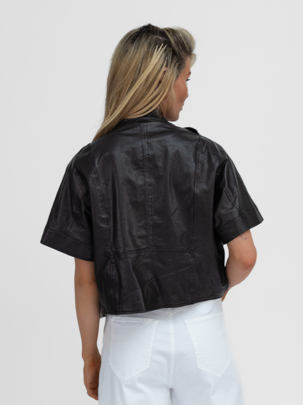 Italian Collection Jacket Cropped Leather Jacket In Black From The Italian Collection