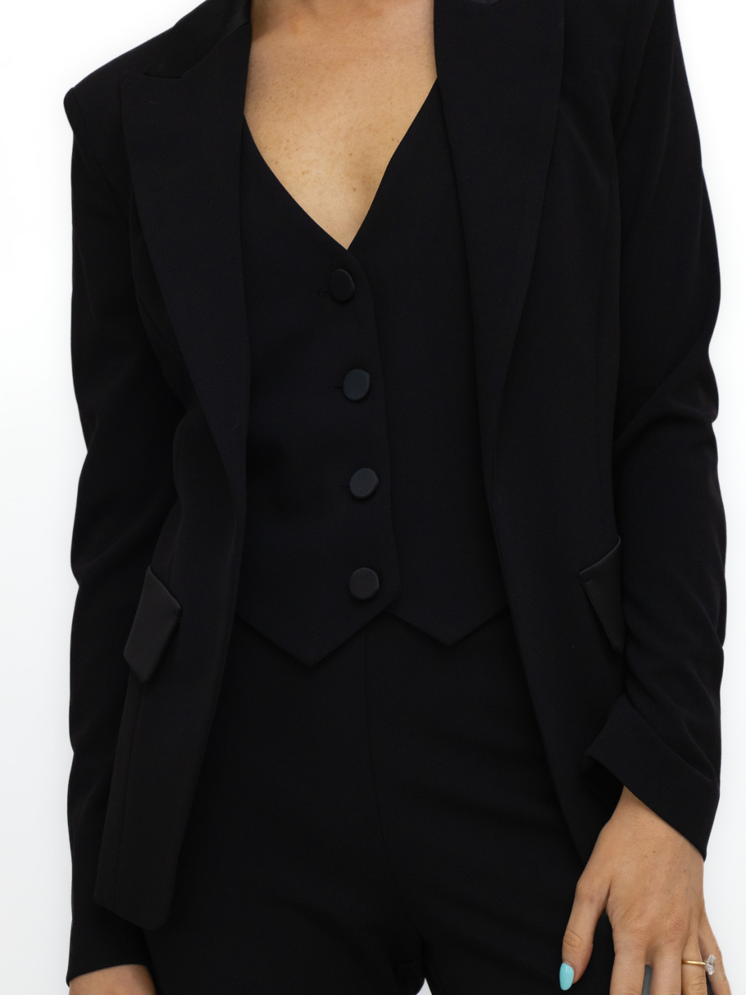 Italian Collection Jacket Jacket With Waistcoat Insert In Black from The Italian Collection