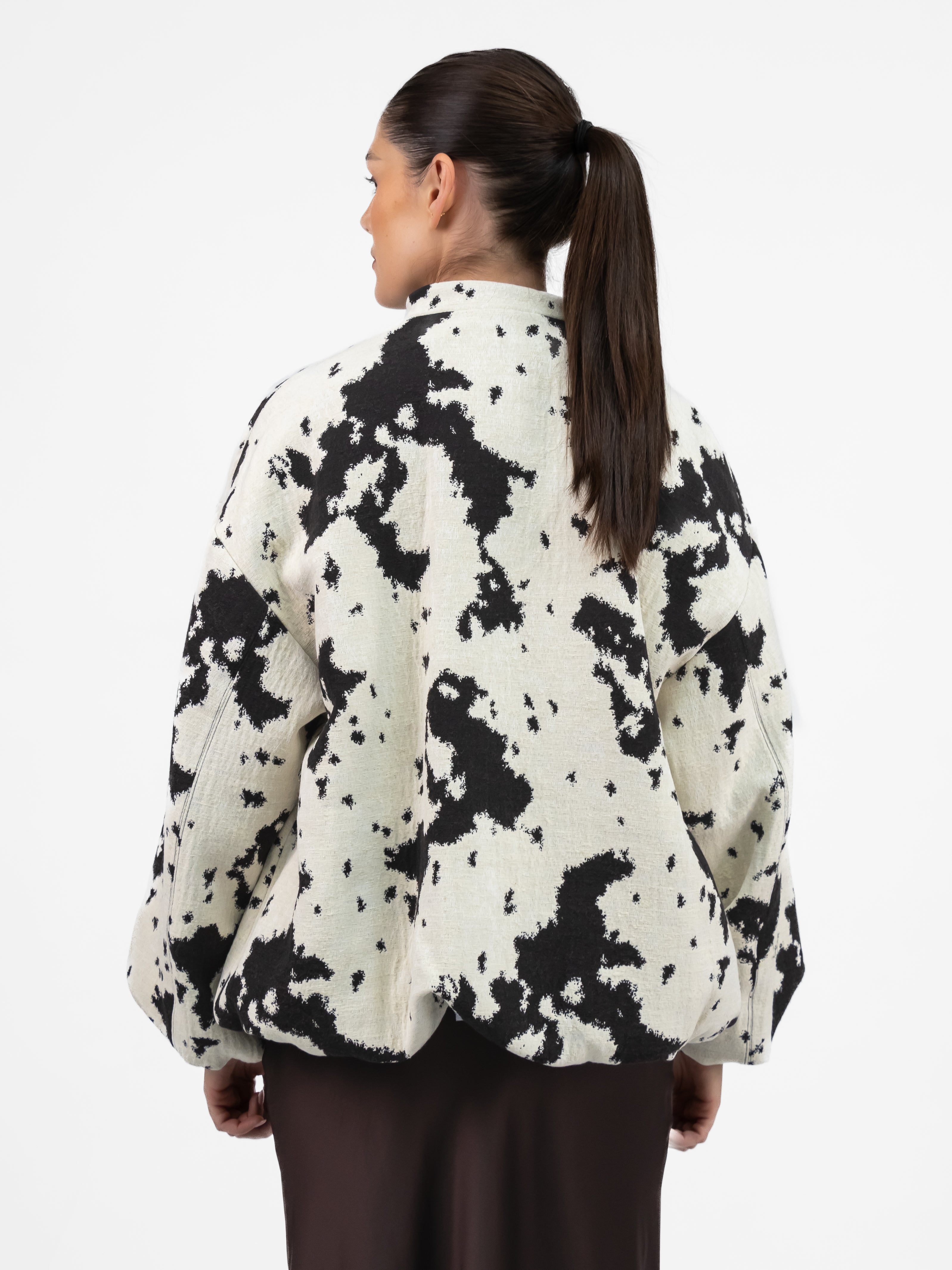 Italian Collection Jacket One Size Oversized Bomber in Cow Print