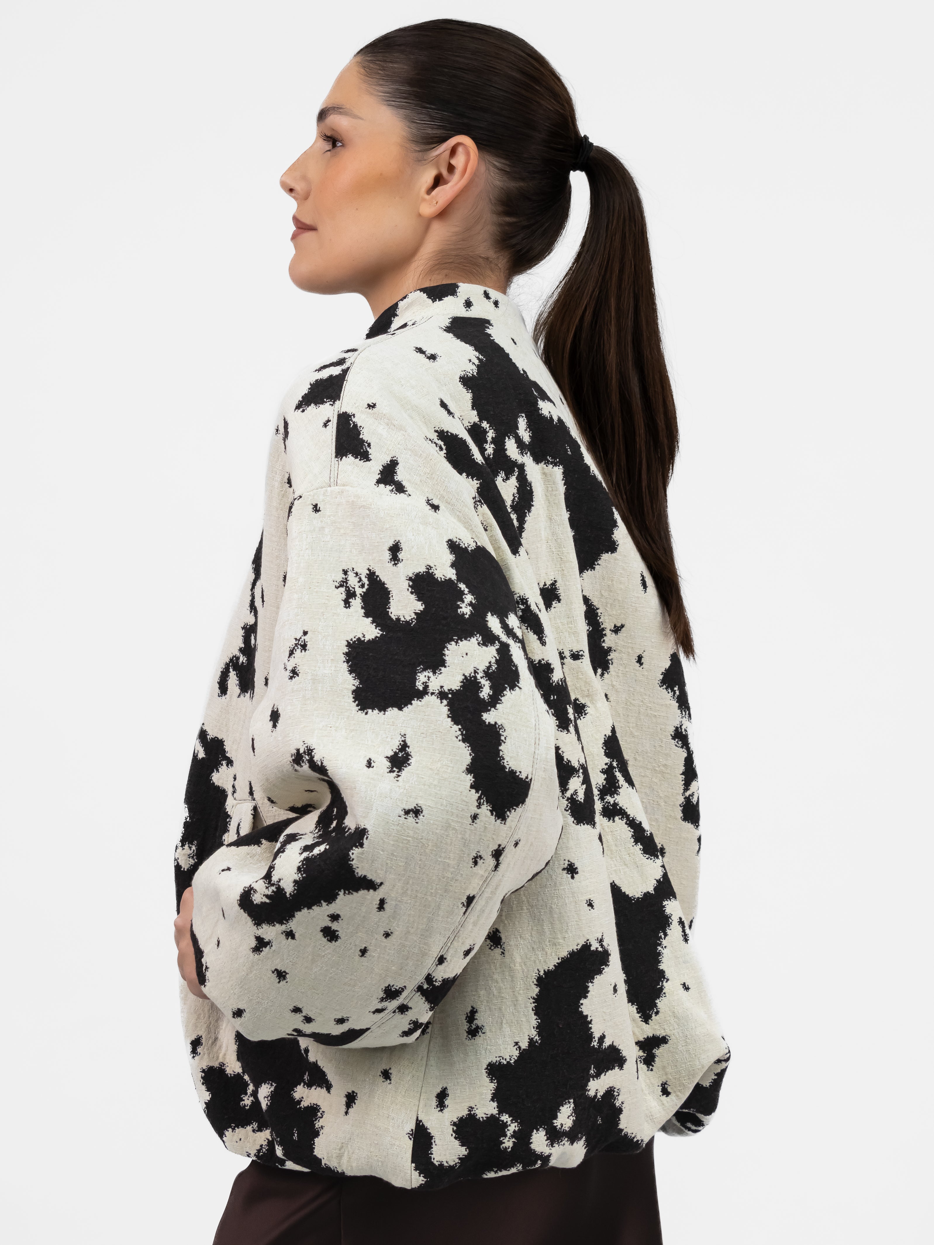 Italian Collection Jacket One Size Oversized Bomber in Cow Print