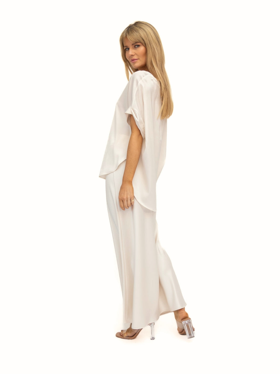 Italian Collection Skirt The Italian Collection Bias Cut Satin Maxi Skirt in Champagne