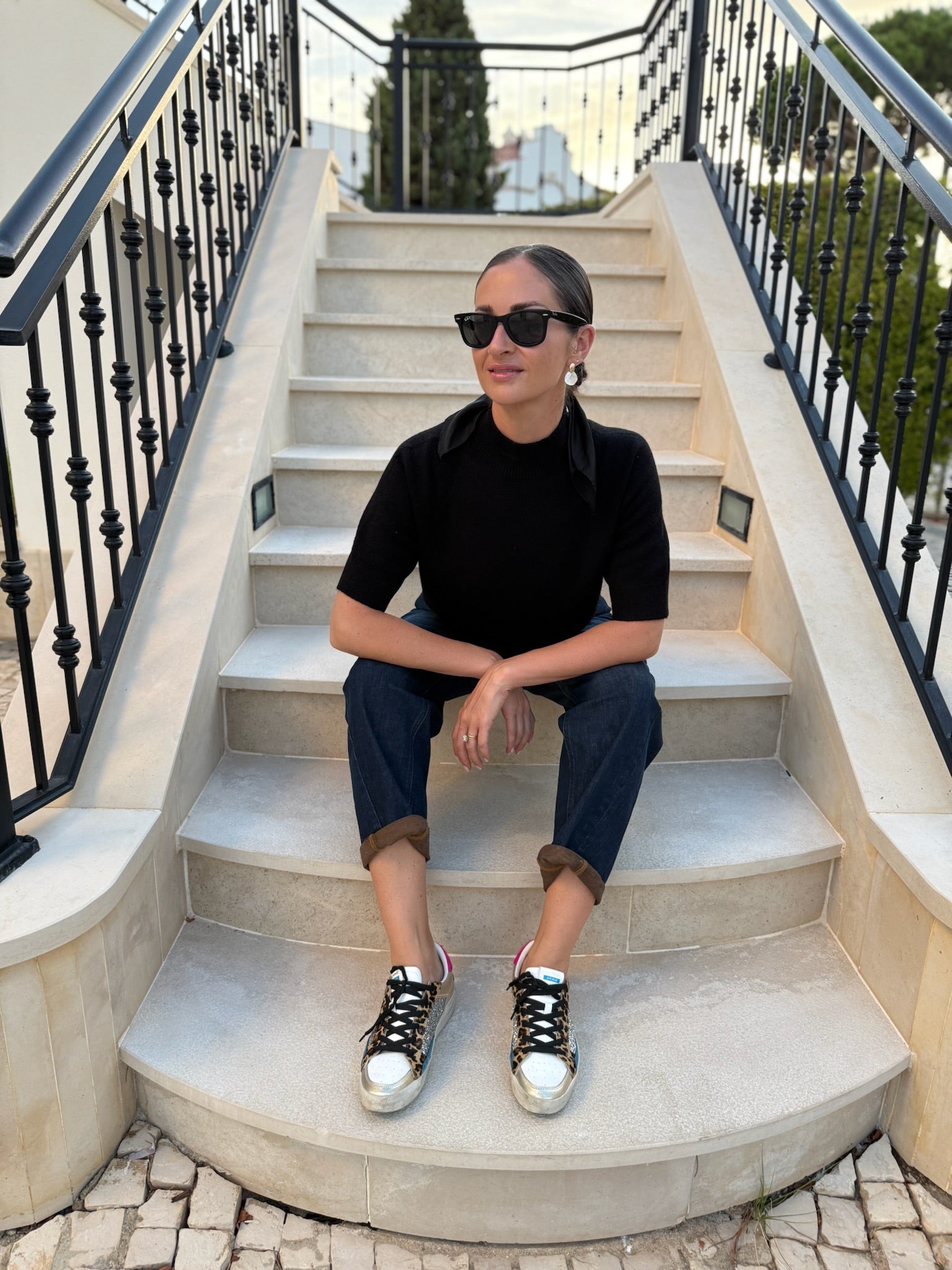 Italian Collection Sweater One Size Gina Short Sleeved Sweater in Black