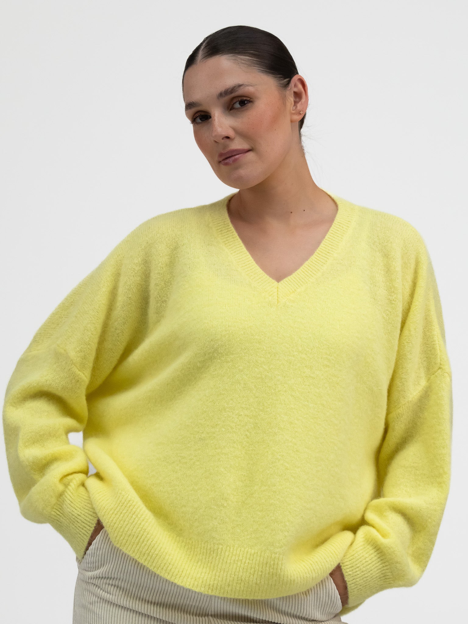 Italian Collection Sweater One Size Stella Sweater in Canary Yellow