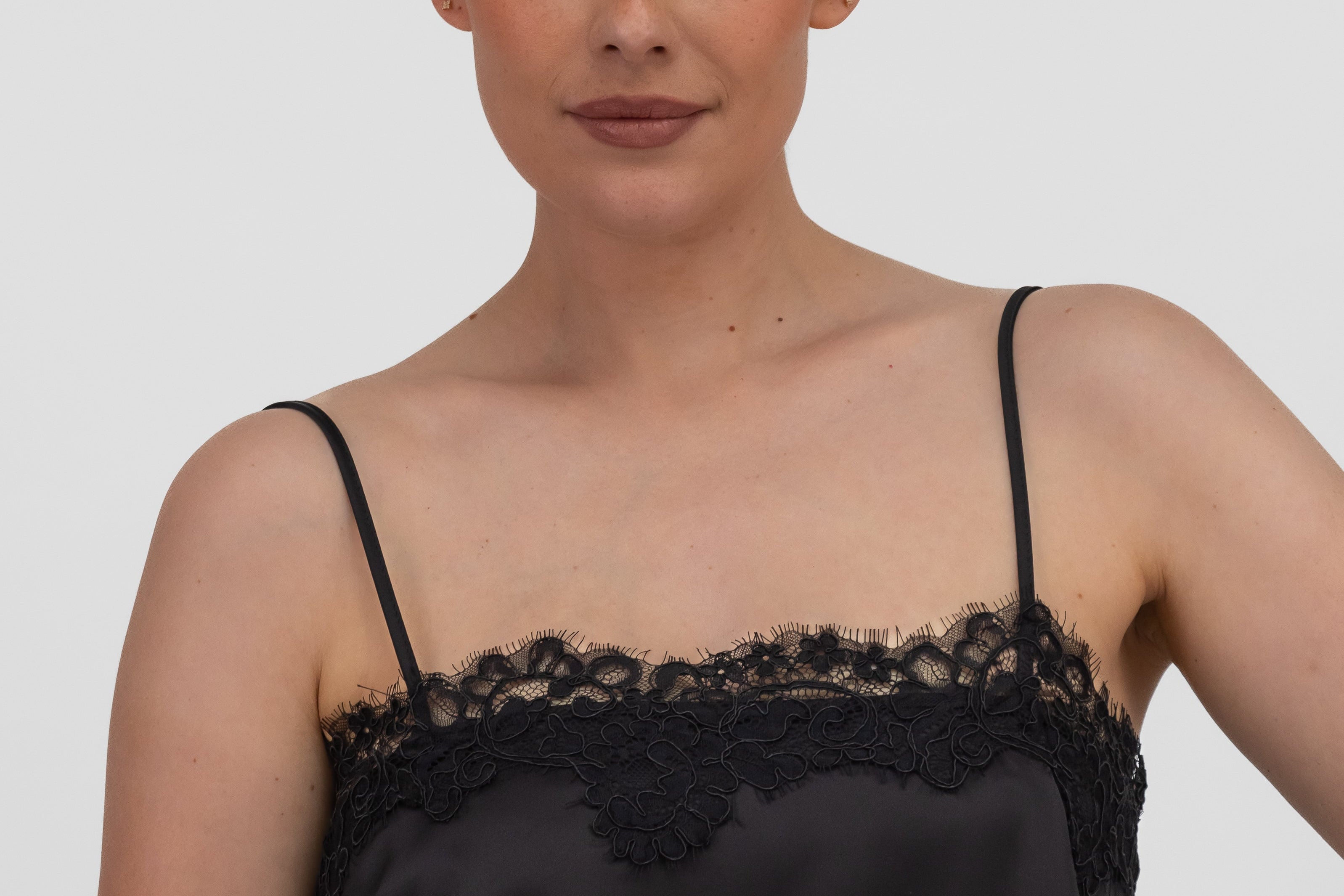 Italian Collection Top Lace Trim Camisole Top in Black