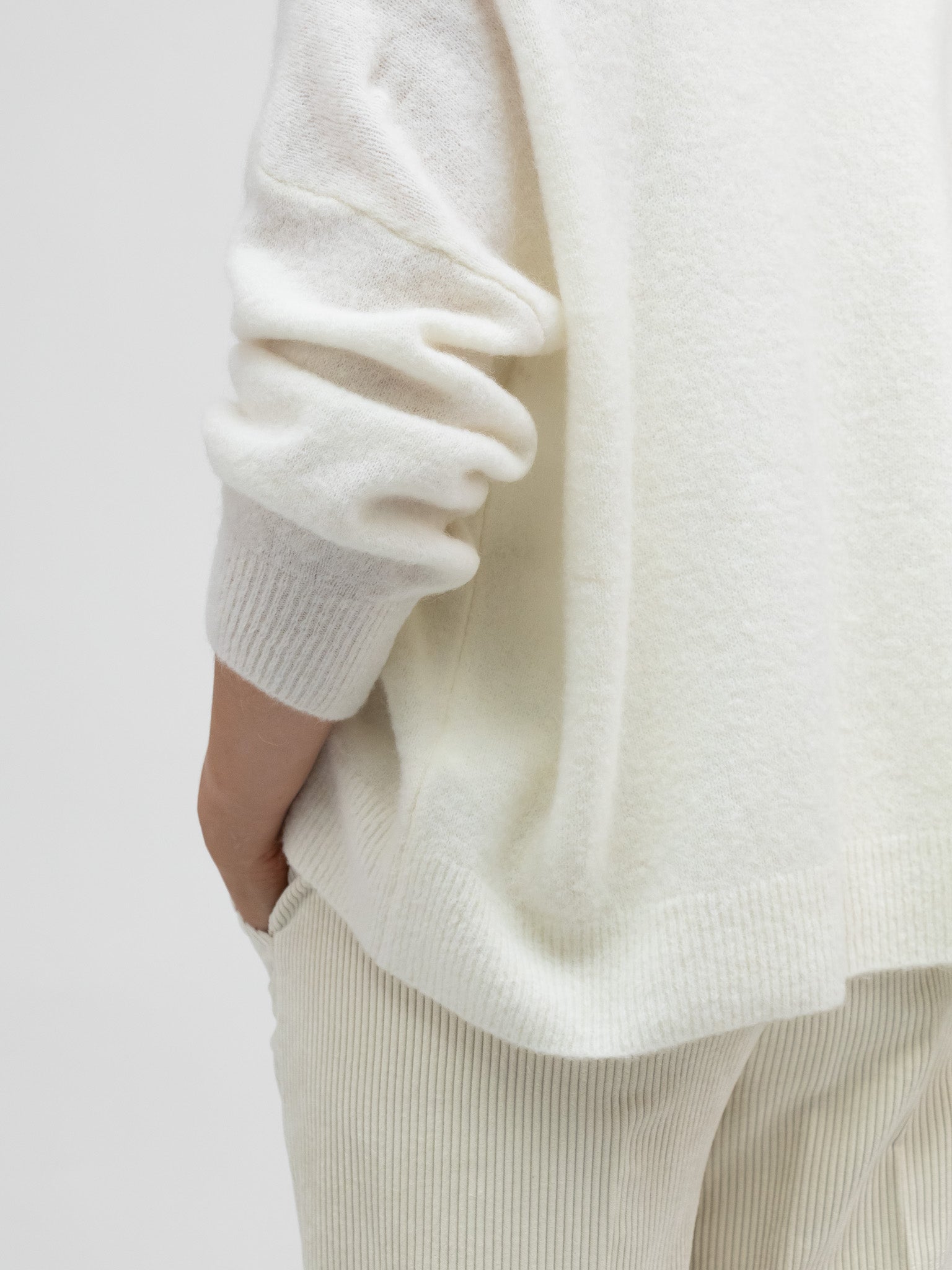 Italian Collection Trousers Wide Leg Corduroy Trousers in Soft Ivory