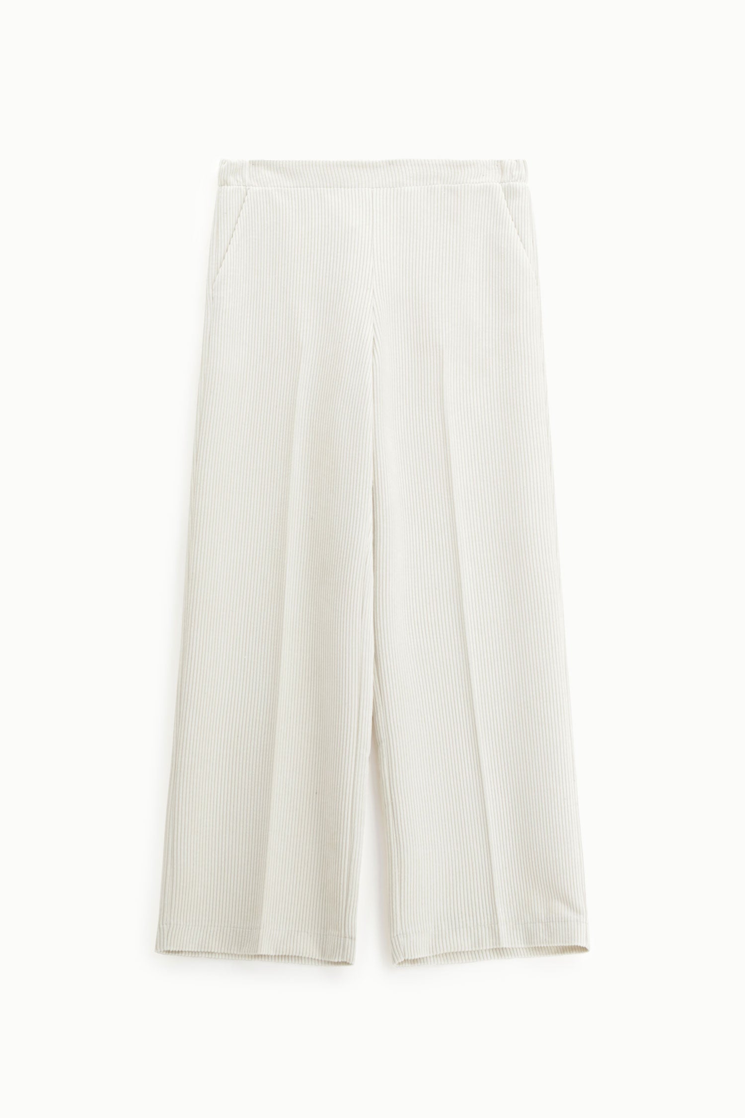 Italian Collection Trousers Wide Leg High Waist Trousers in Soft Ivory