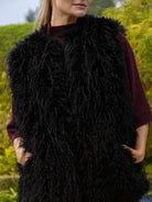 Italian Collection Vest Faux Fur Gilet in Black