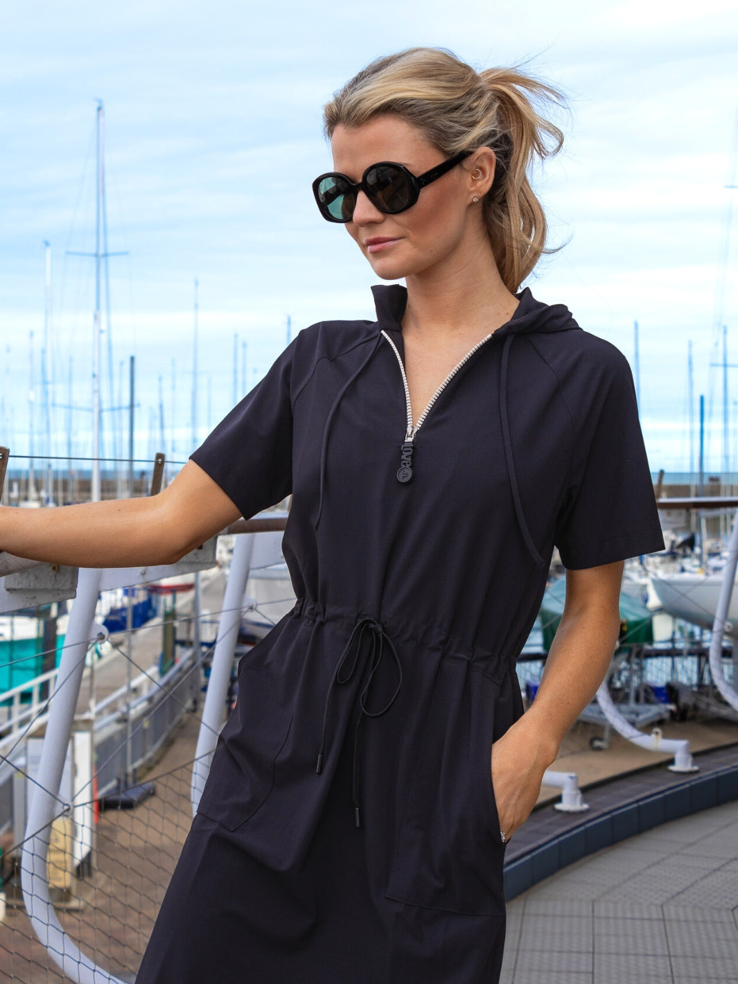 Jane Lushka Dress Evi Strecth Hoody Short Dress In Black From Jane Lushka