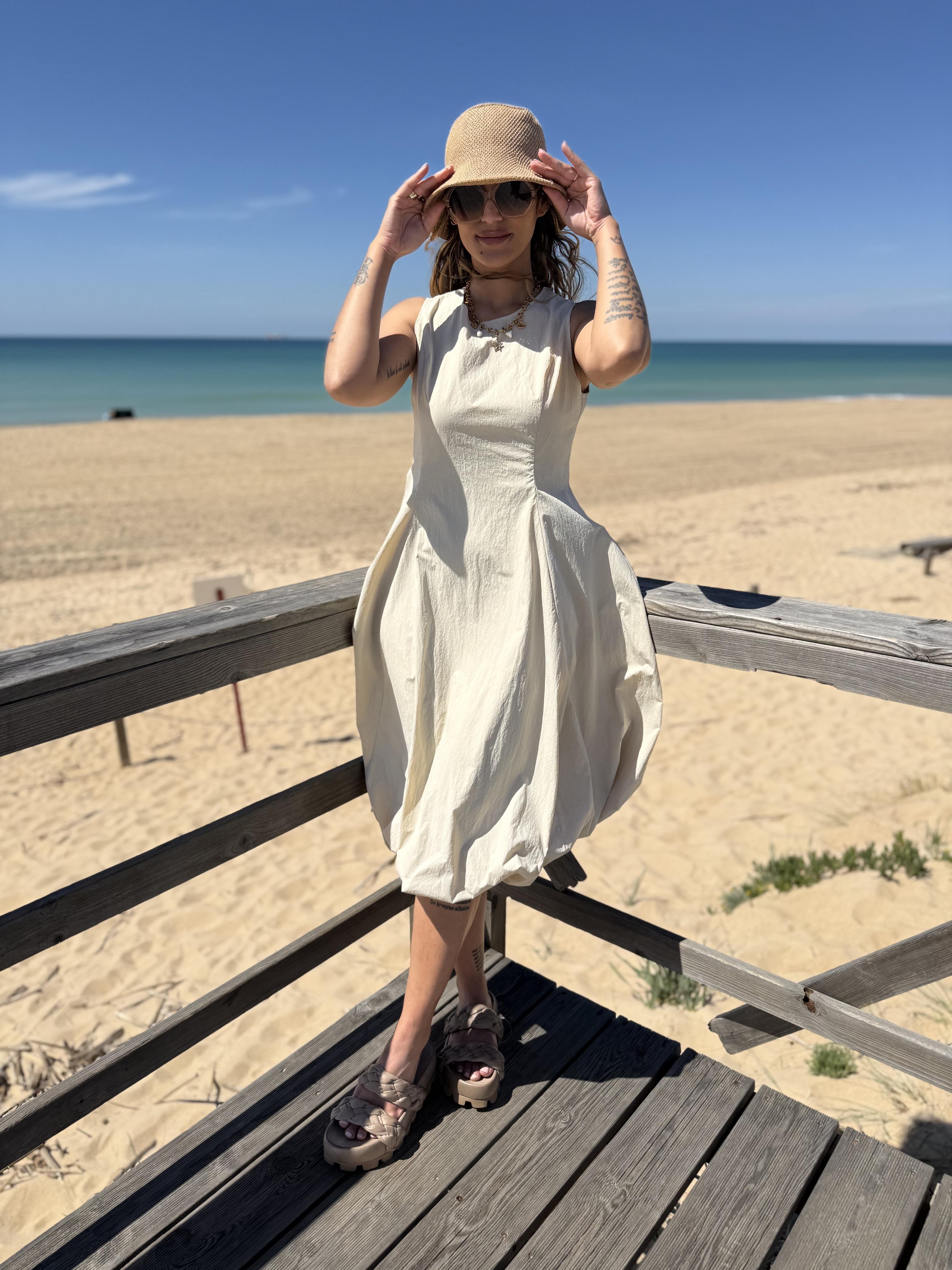 Jane Lushka Dress Satomi Tafeta Dress in Beige