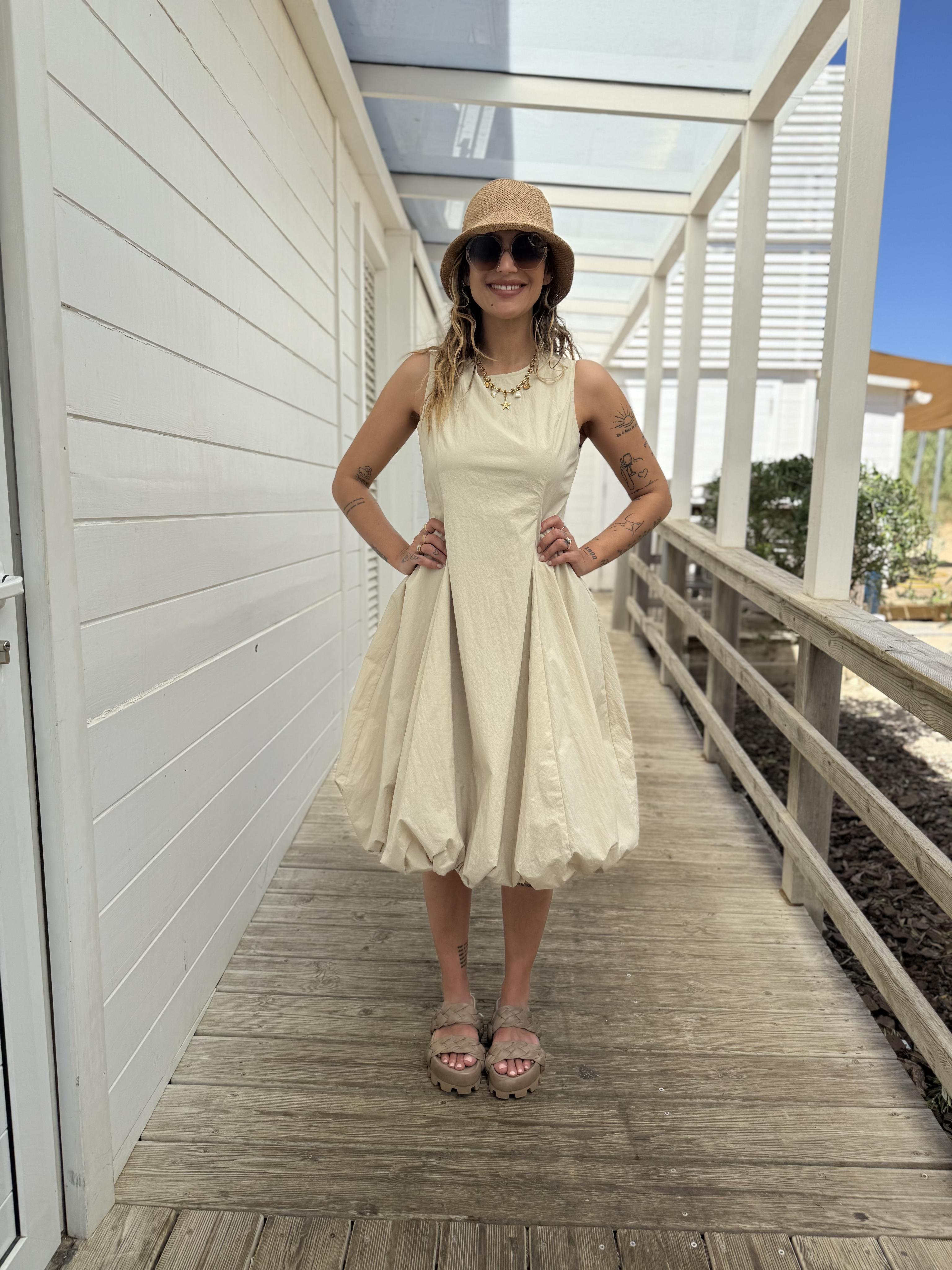 Jane Lushka Dress Satomi Tafeta Dress in Beige