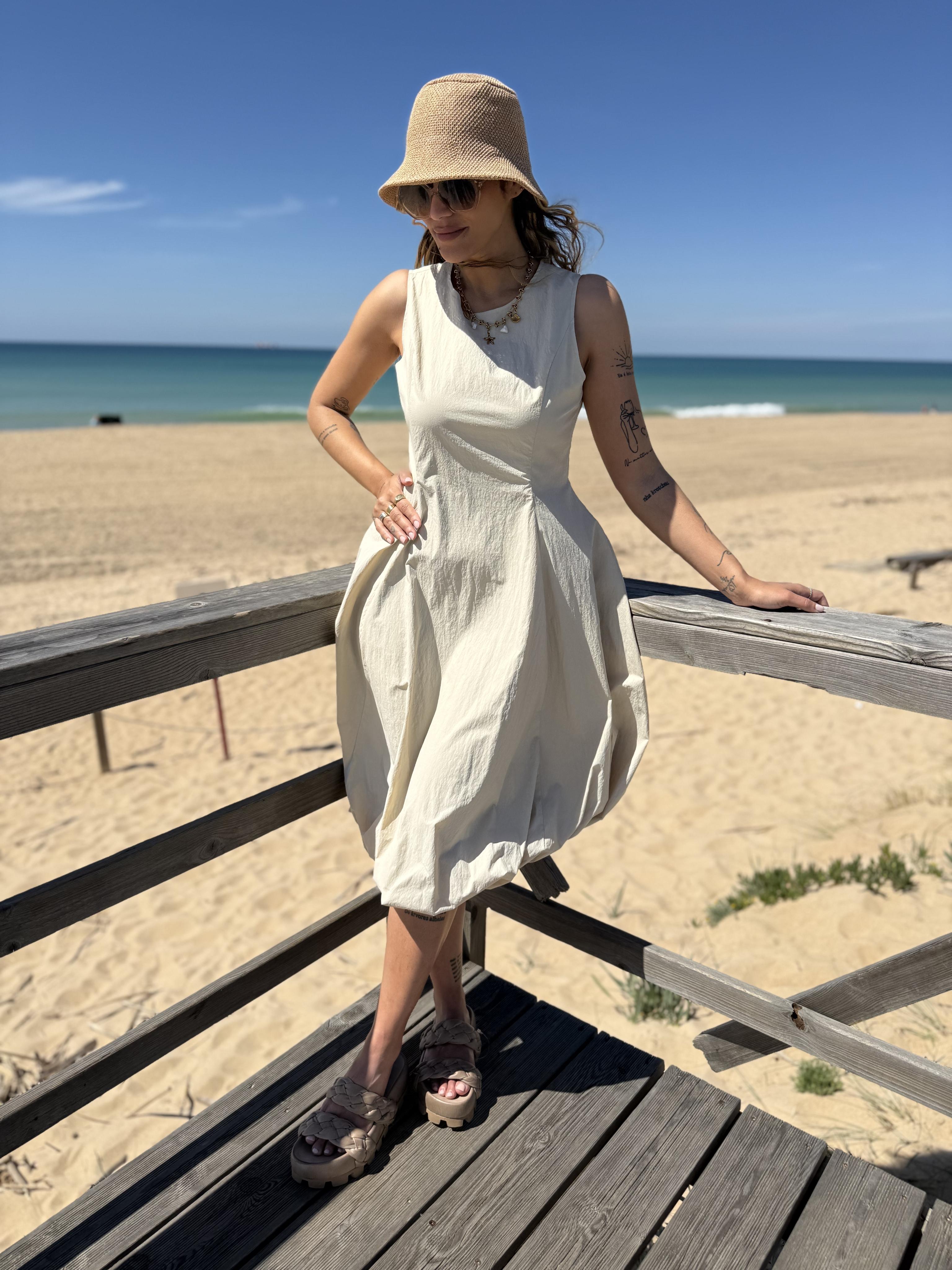 Jane Lushka Dress Satomi Tafeta Dress in Beige