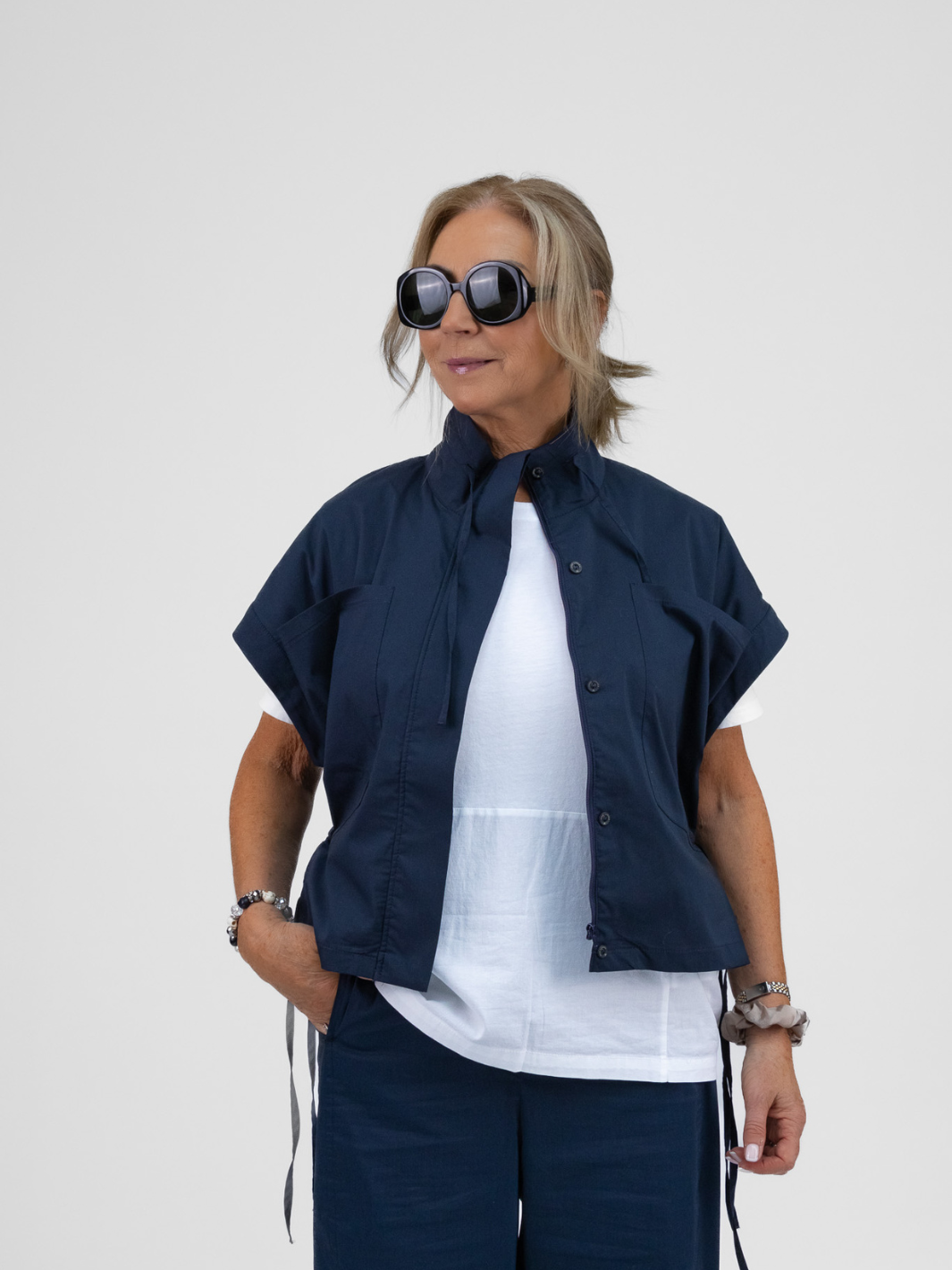 Jane Lushka Jacket Paola Poplin Jacket In Navy From Jane Lushka