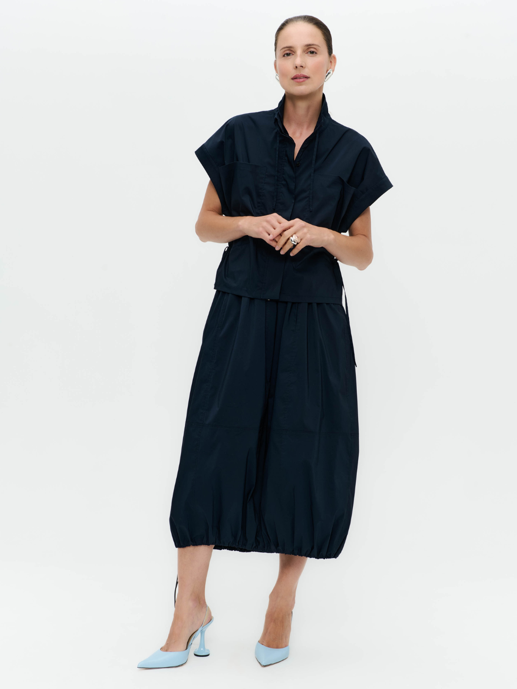 Jane Lushka Jacket Paola Poplin Jacket In Navy From Jane Lushka
