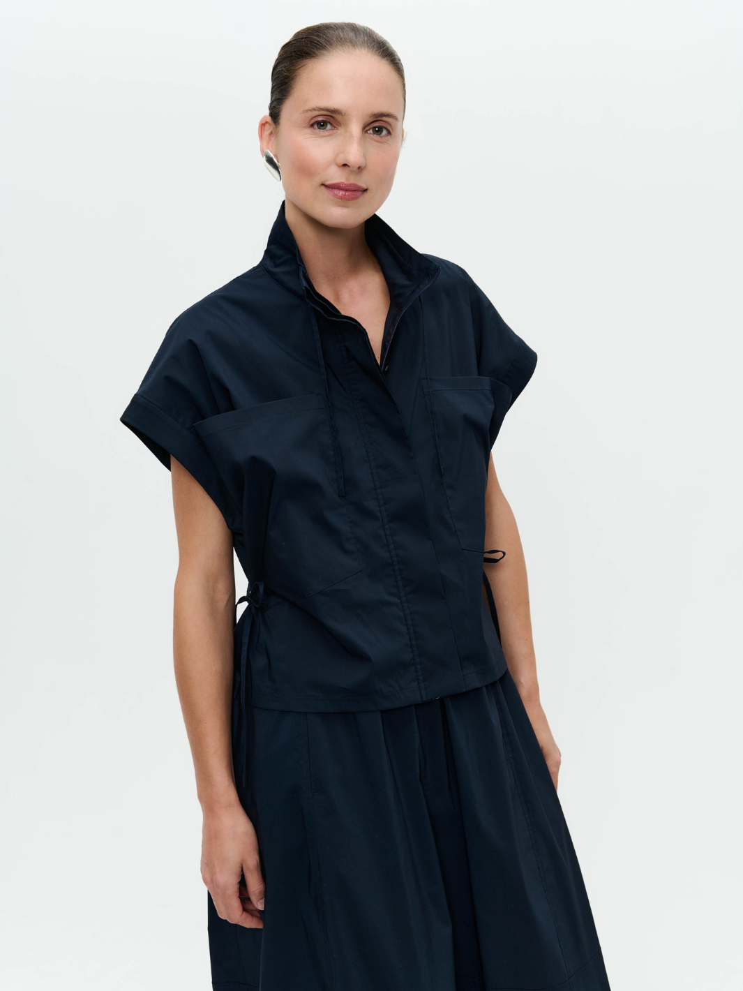 Jane Lushka Jacket Paola Poplin Jacket In Navy From Jane Lushka