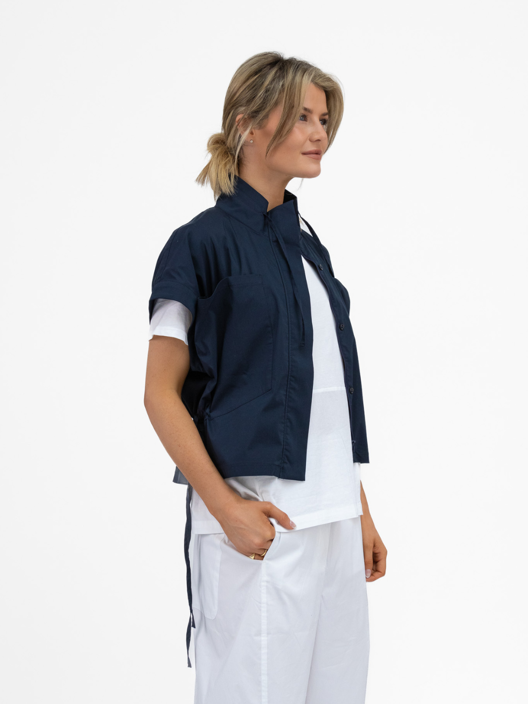 Jane Lushka Jacket Paola Poplin Jacket In Navy From Jane Lushka