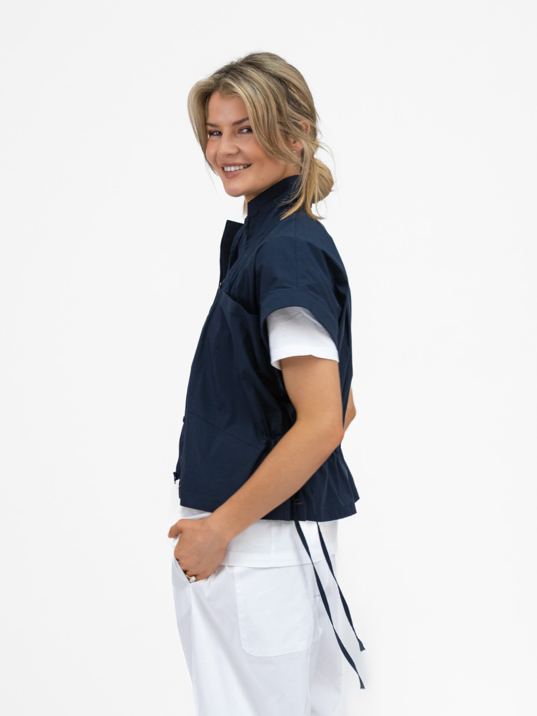 Jane Lushka Jacket Paola Poplin Jacket In Navy From Jane Lushka