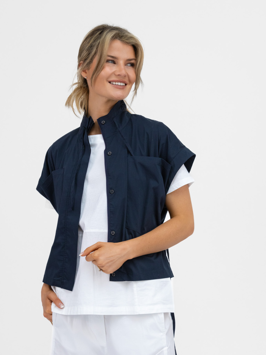 Jane Lushka Jacket Paola Poplin Jacket In Navy From Jane Lushka