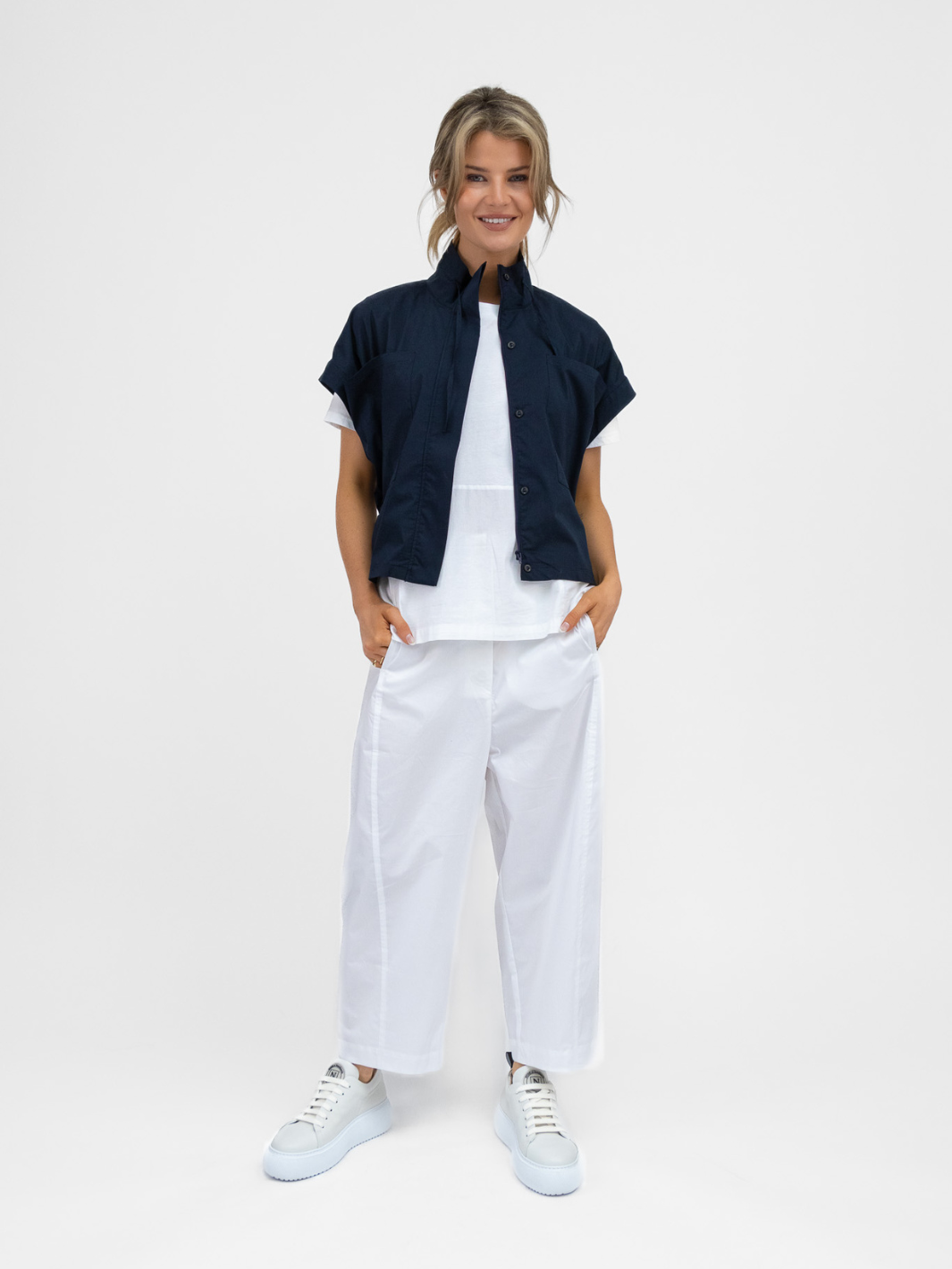 Jane Lushka Jacket Paola Poplin Jacket In Navy From Jane Lushka
