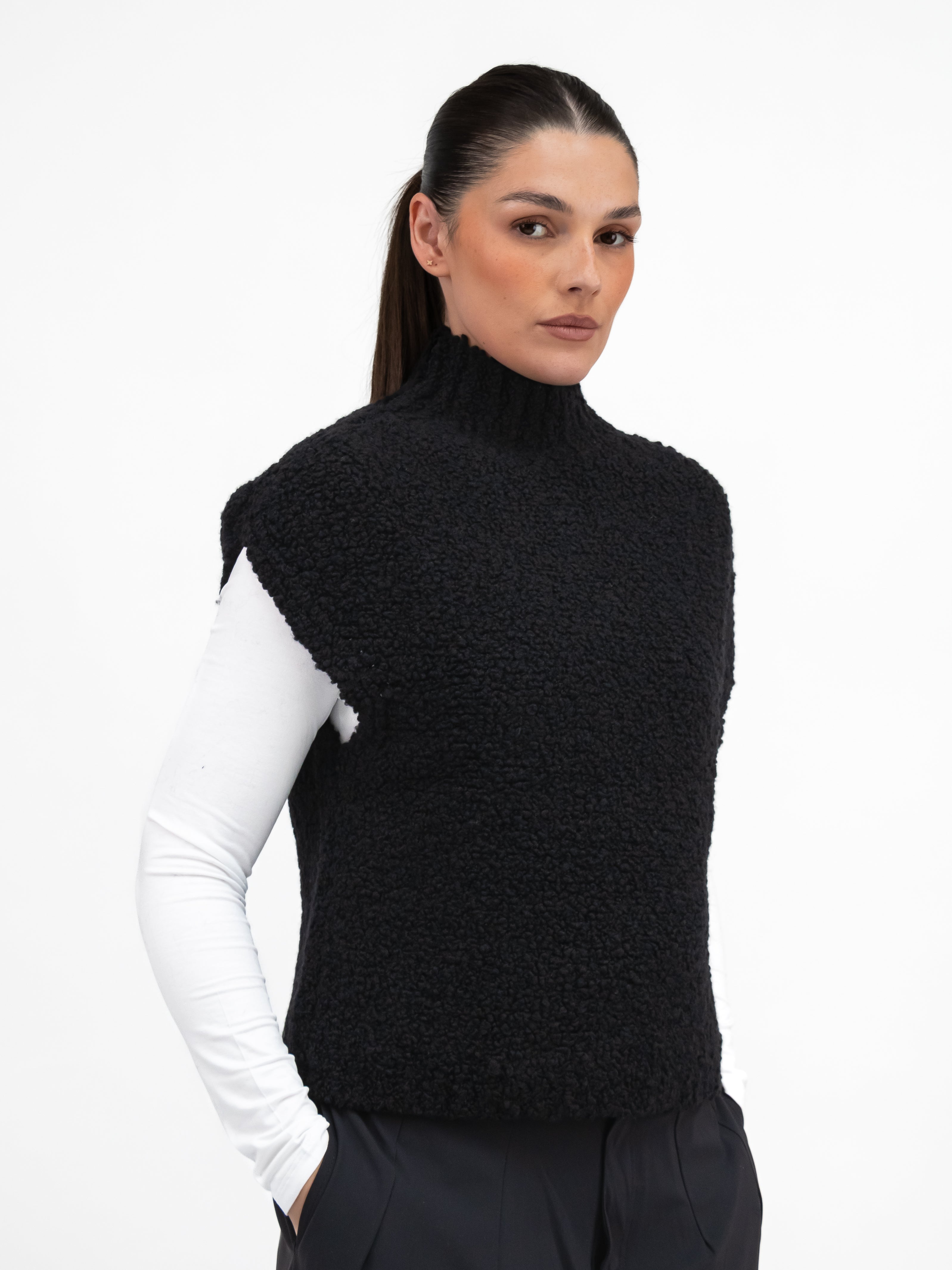 Jane Lushka Tank Top Boucle Vest in Black