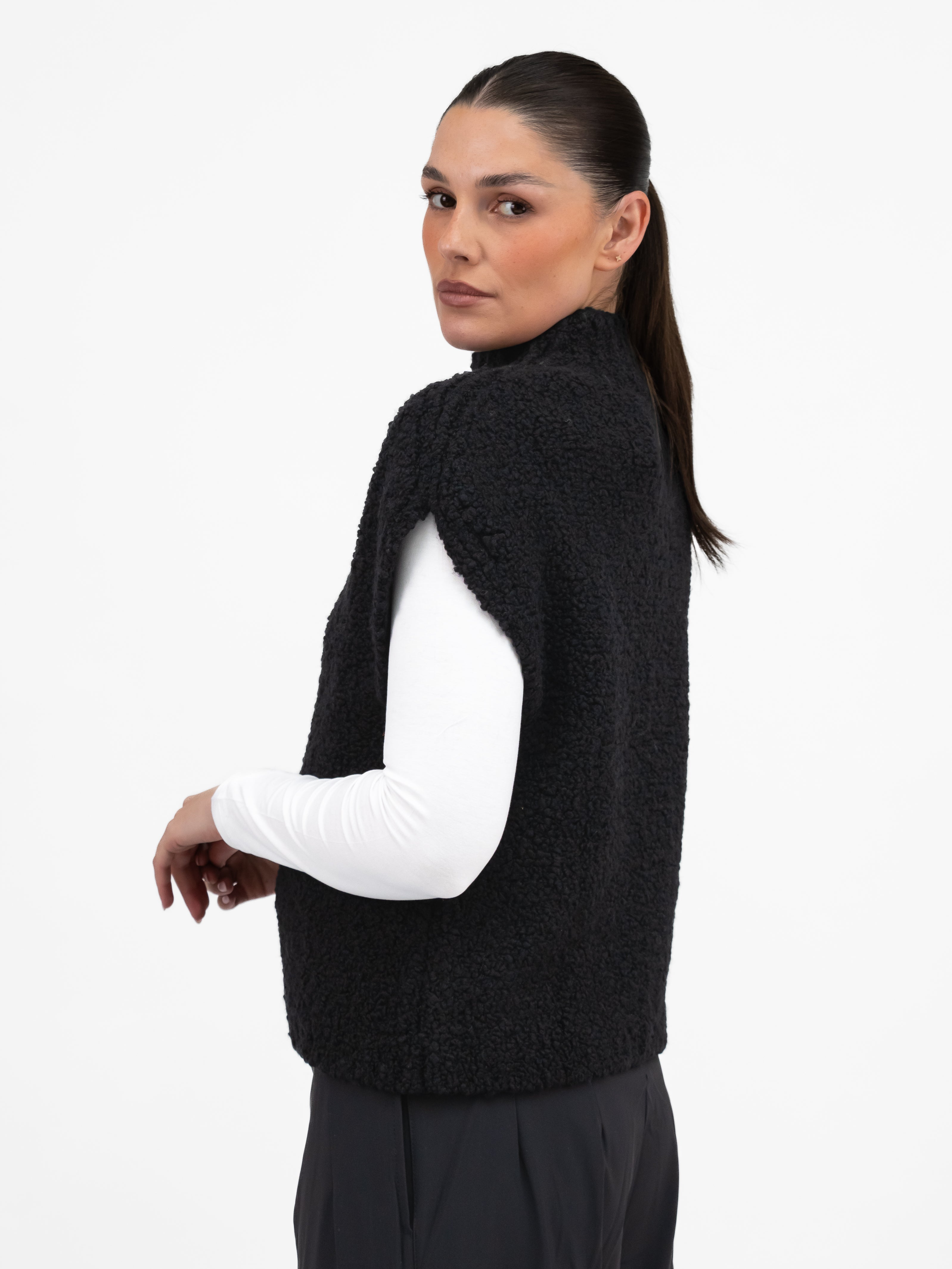 Jane Lushka Tank Top Boucle Vest in Black