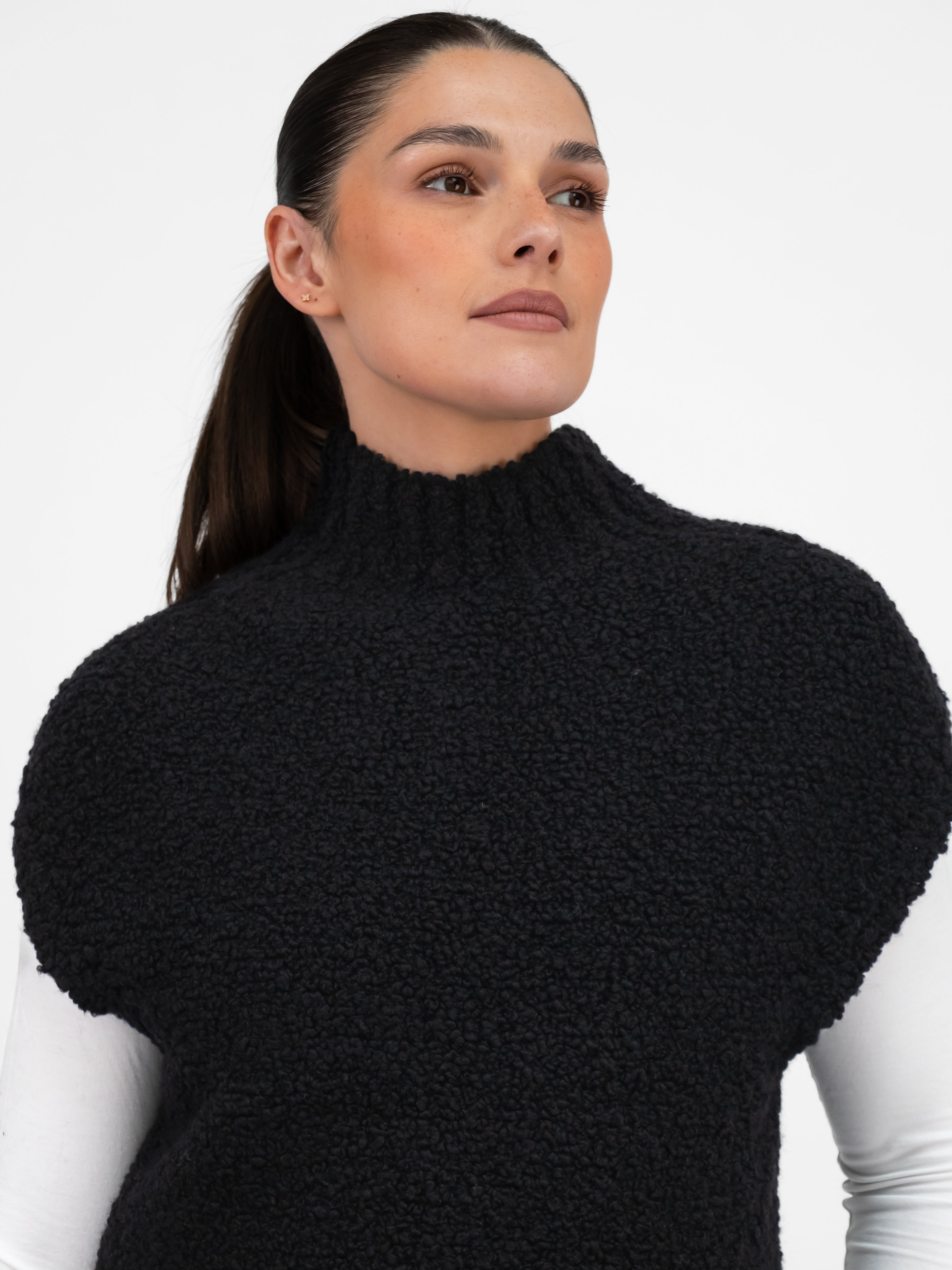 Jane Lushka Tank Top Boucle Vest in Black