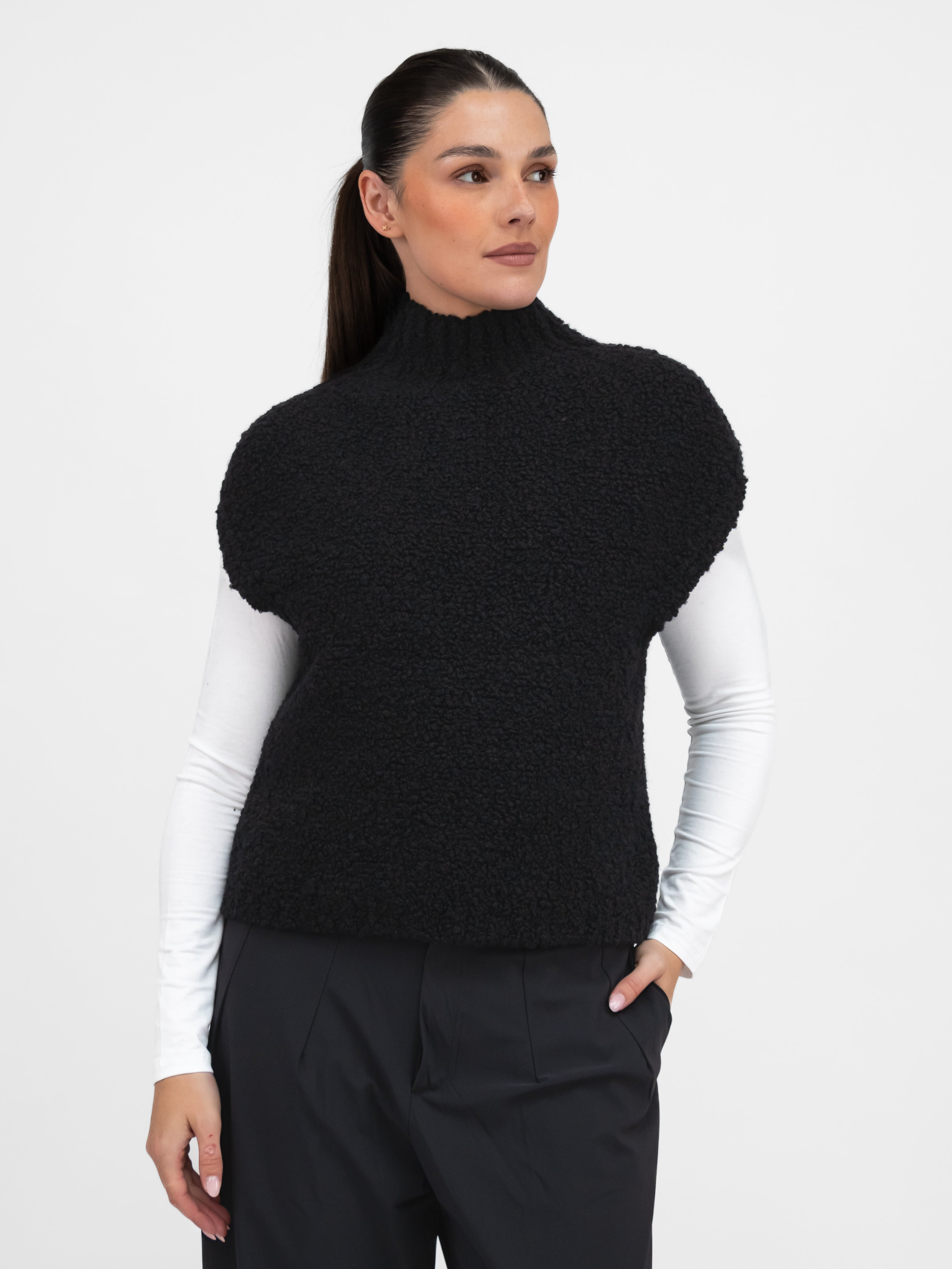 Jane Lushka Tank Top Boucle Vest in Black