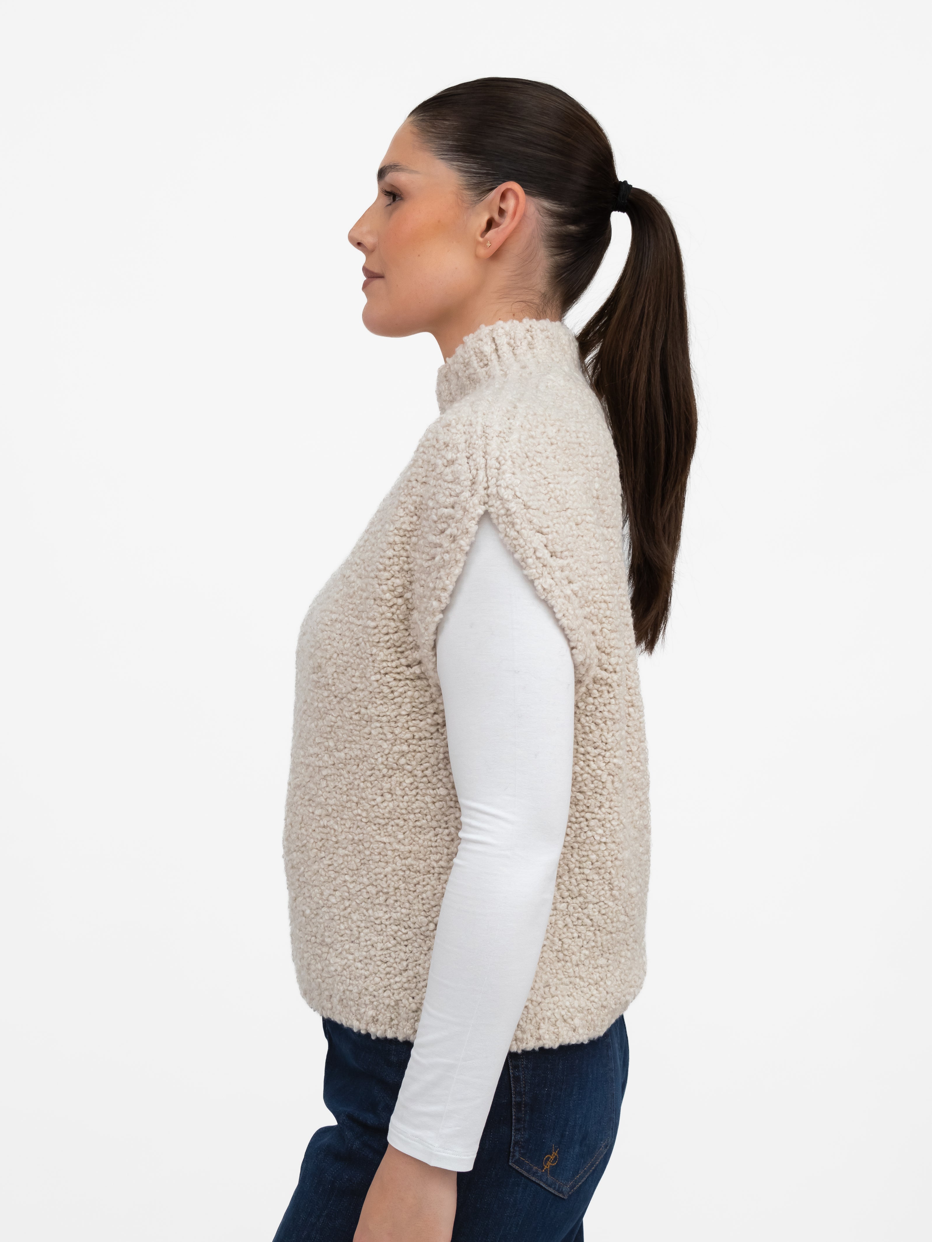 Jane Lushka Tank Top Boucle Vest in Off White