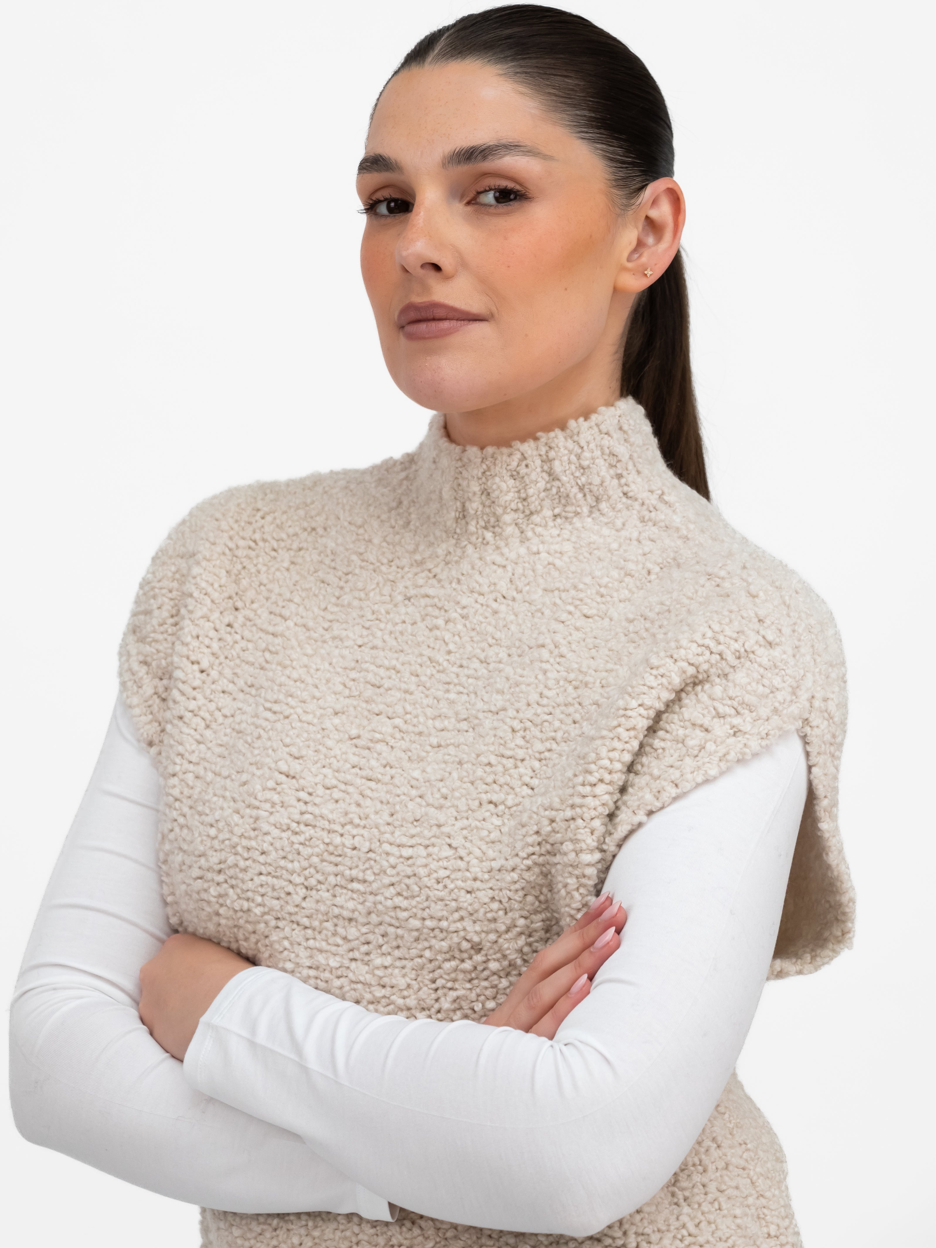 Jane Lushka Tank Top Boucle Vest in Off White