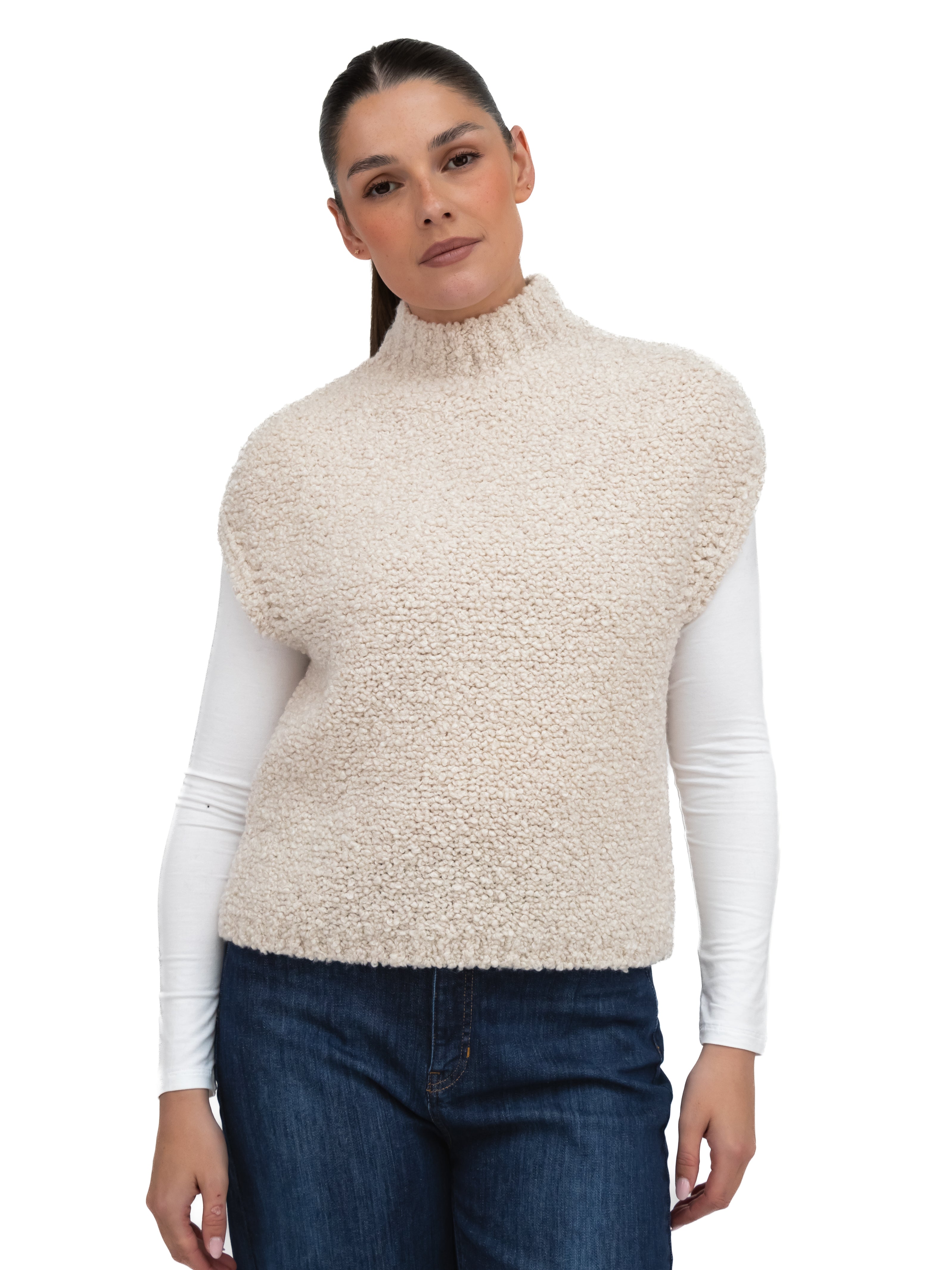 Jane Lushka Tank Top Boucle Vest in Off White