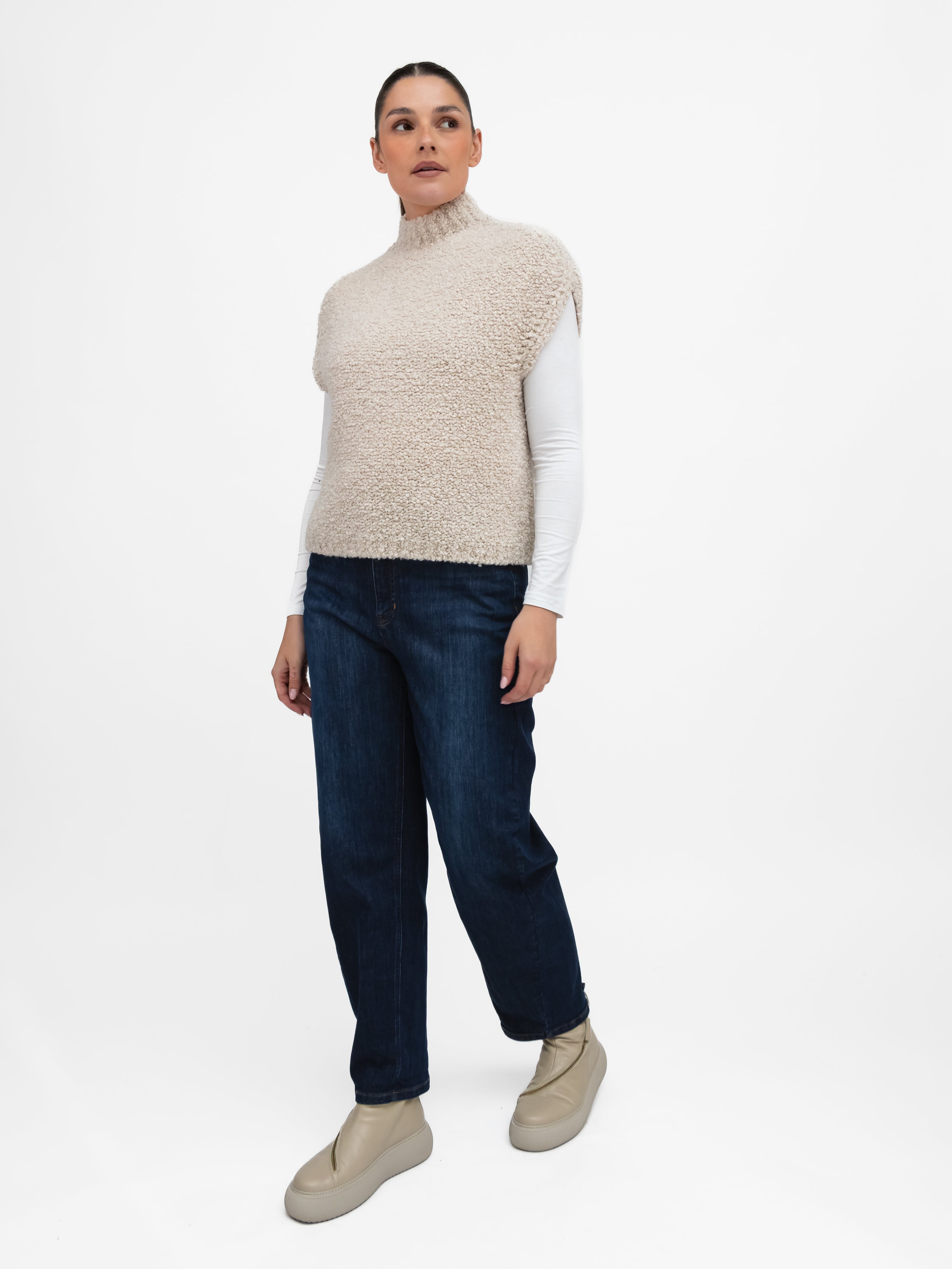 Jane Lushka Tank Top Boucle Vest in Off White