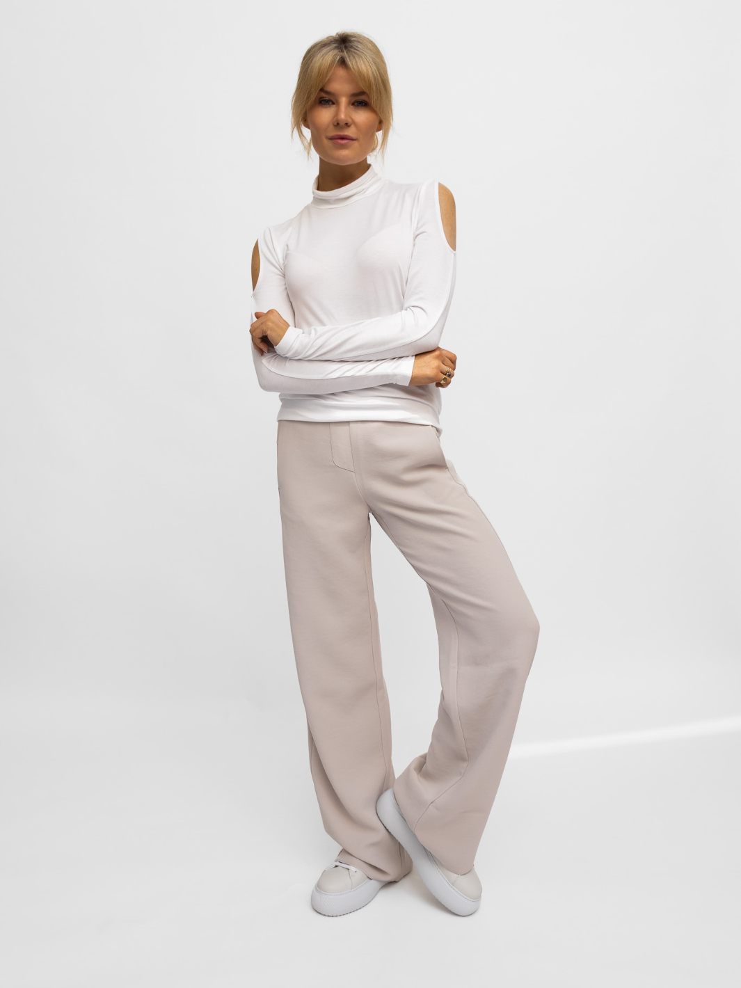 Jane Lushka Top Jane Lushka High Neck Top In White Polo Neck Cold Soldier Long Sleeve