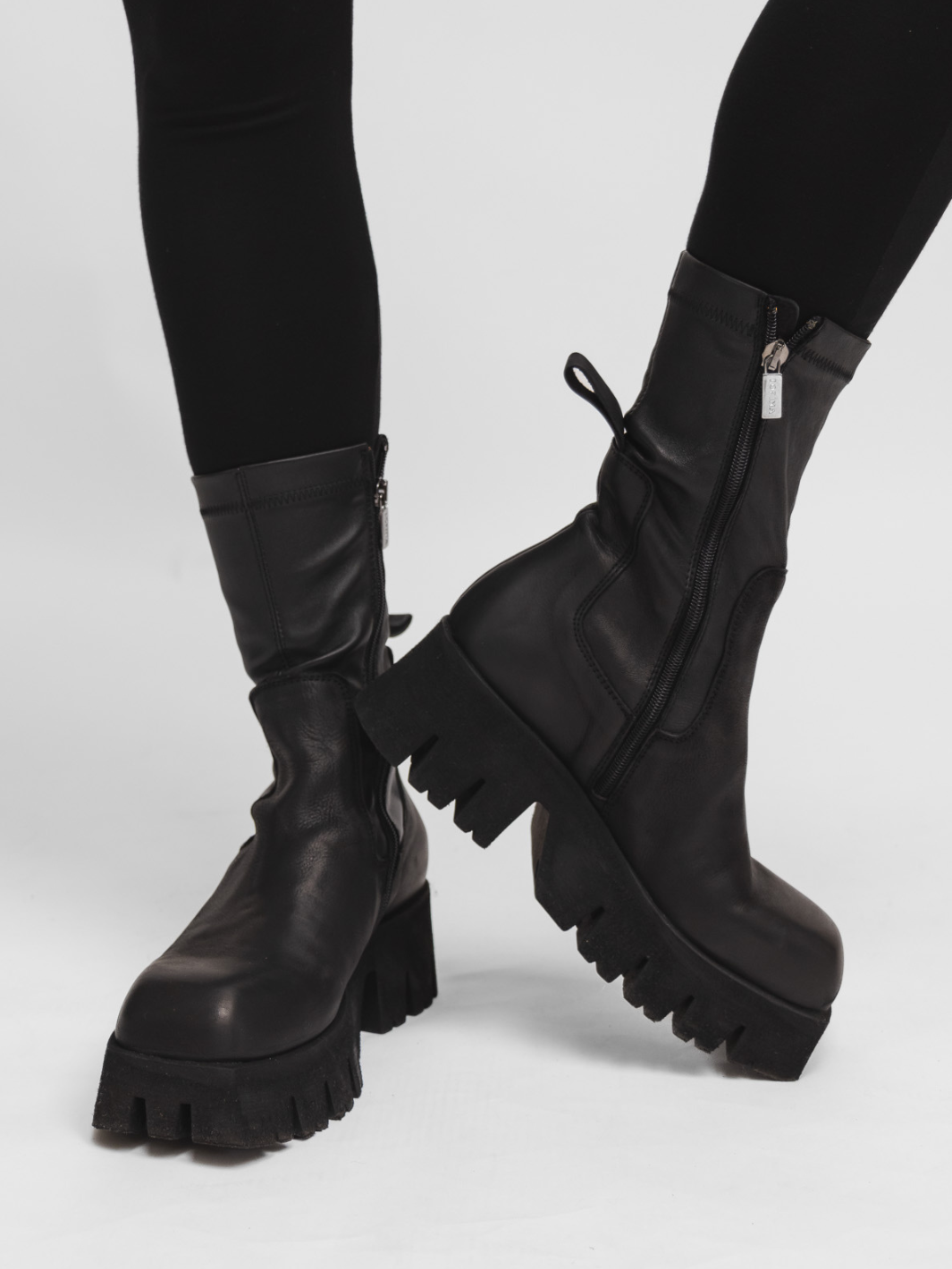Lofina Footwear Lofina Black Leather Stretch Ankle Boot