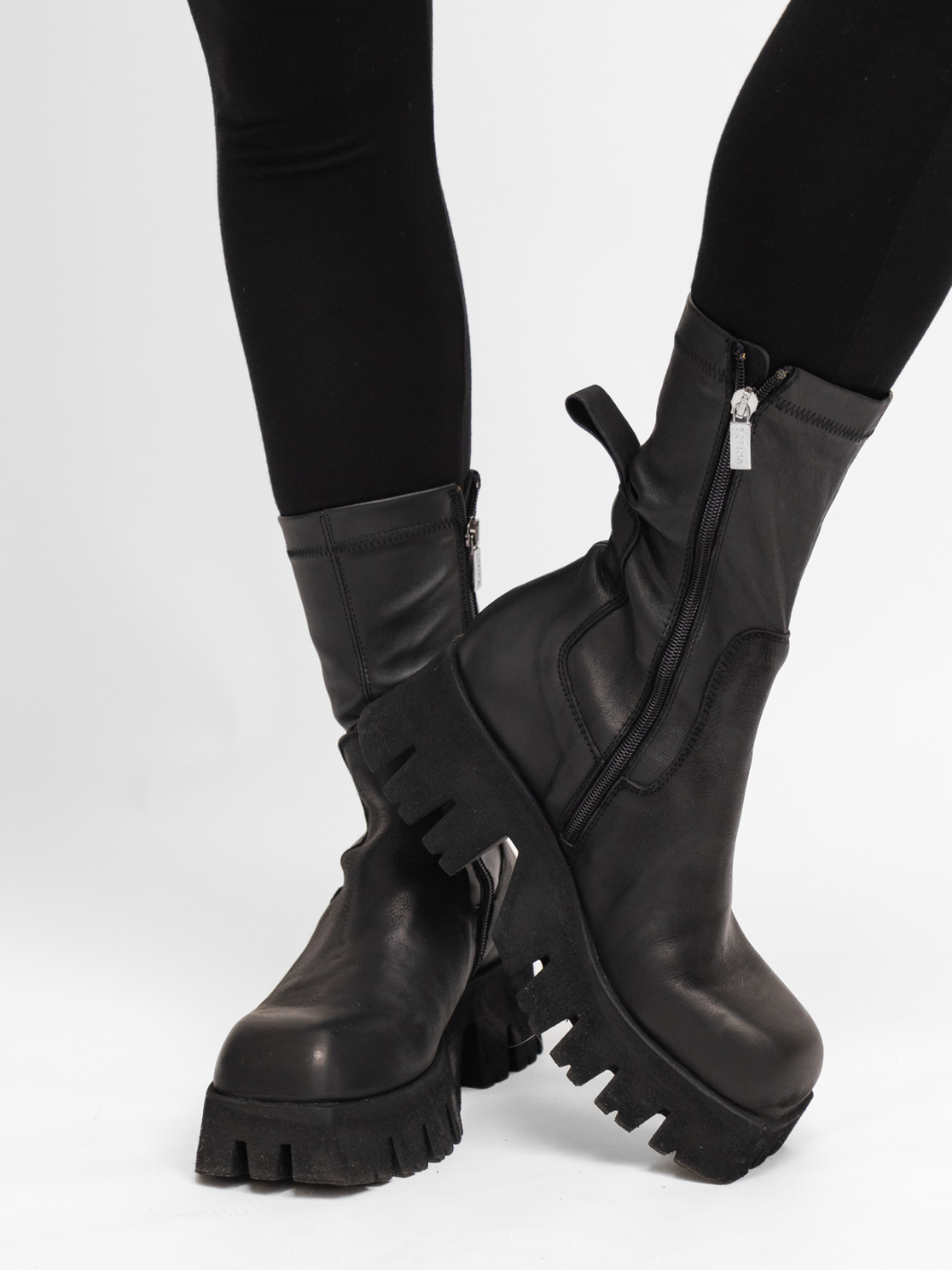 Lofina Footwear Lofina Black Leather Stretch Ankle Boot